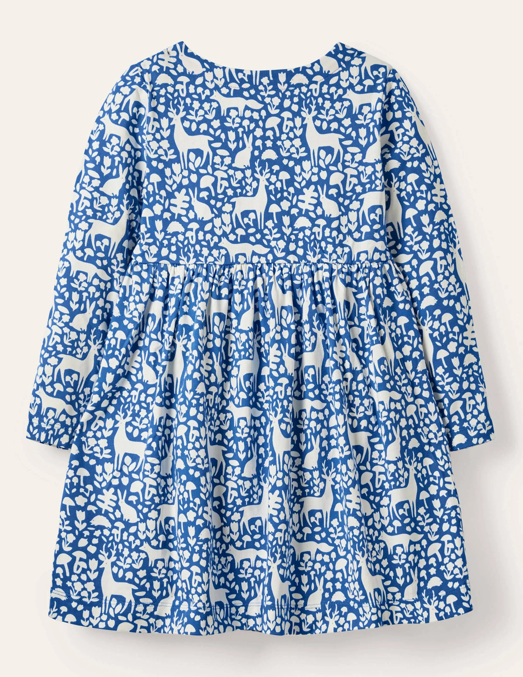 Long Sleeve Fun Jersey Dress-Elizabethan Blue Woodland - Image 2