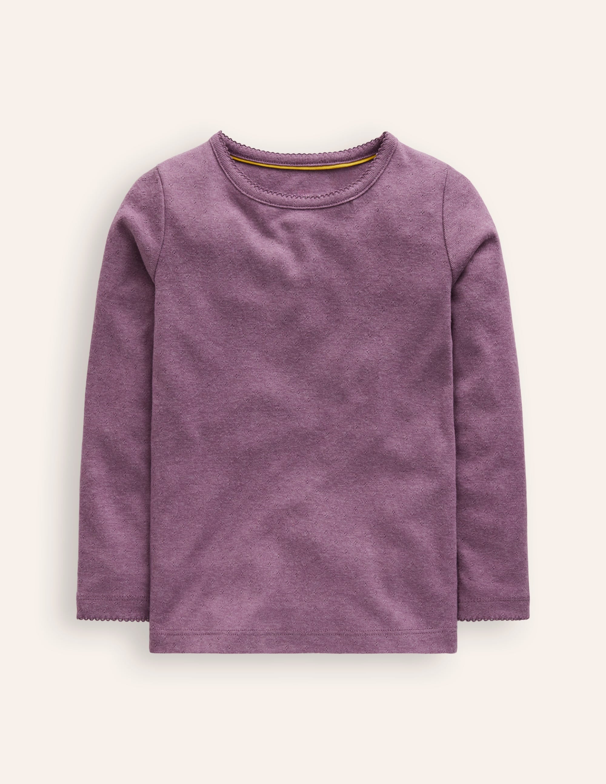 Long Sleeve Pointelle Top-Bramble Purple