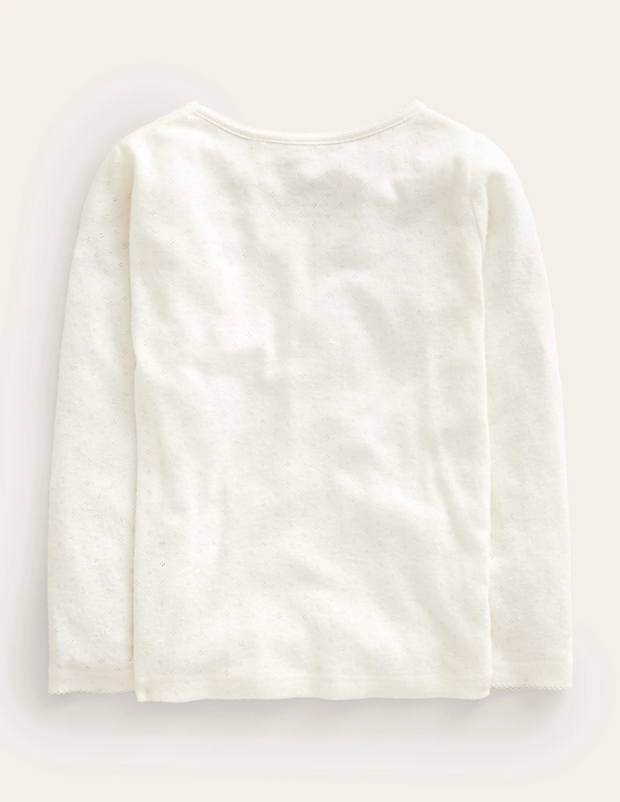 Long Sleeve Pointelle Top-Ivory - Image 2