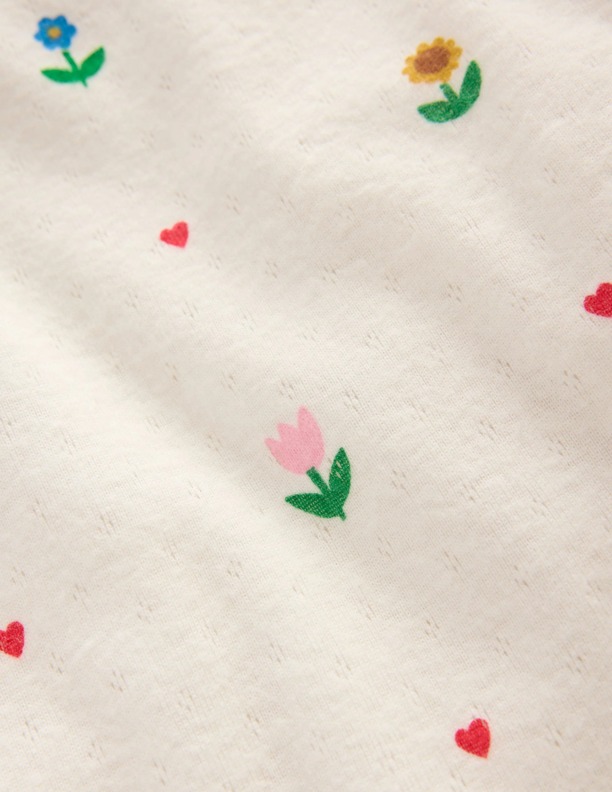Long Sleeve Pointelle Top-Ivory Sunflower Garden - Image 3