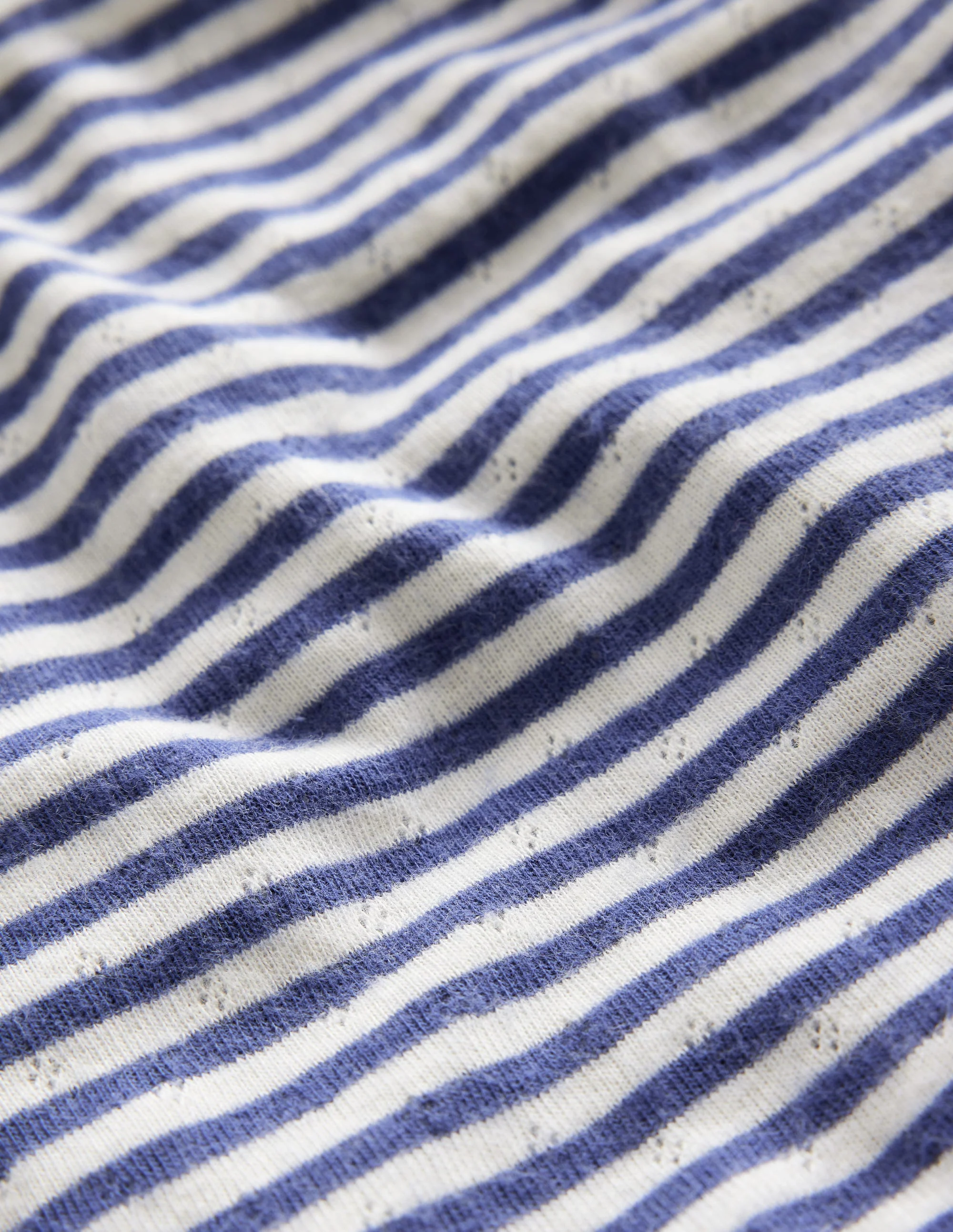Long Sleeve Pointelle Top-Starboard Blue/Soft Ivory - Image 3