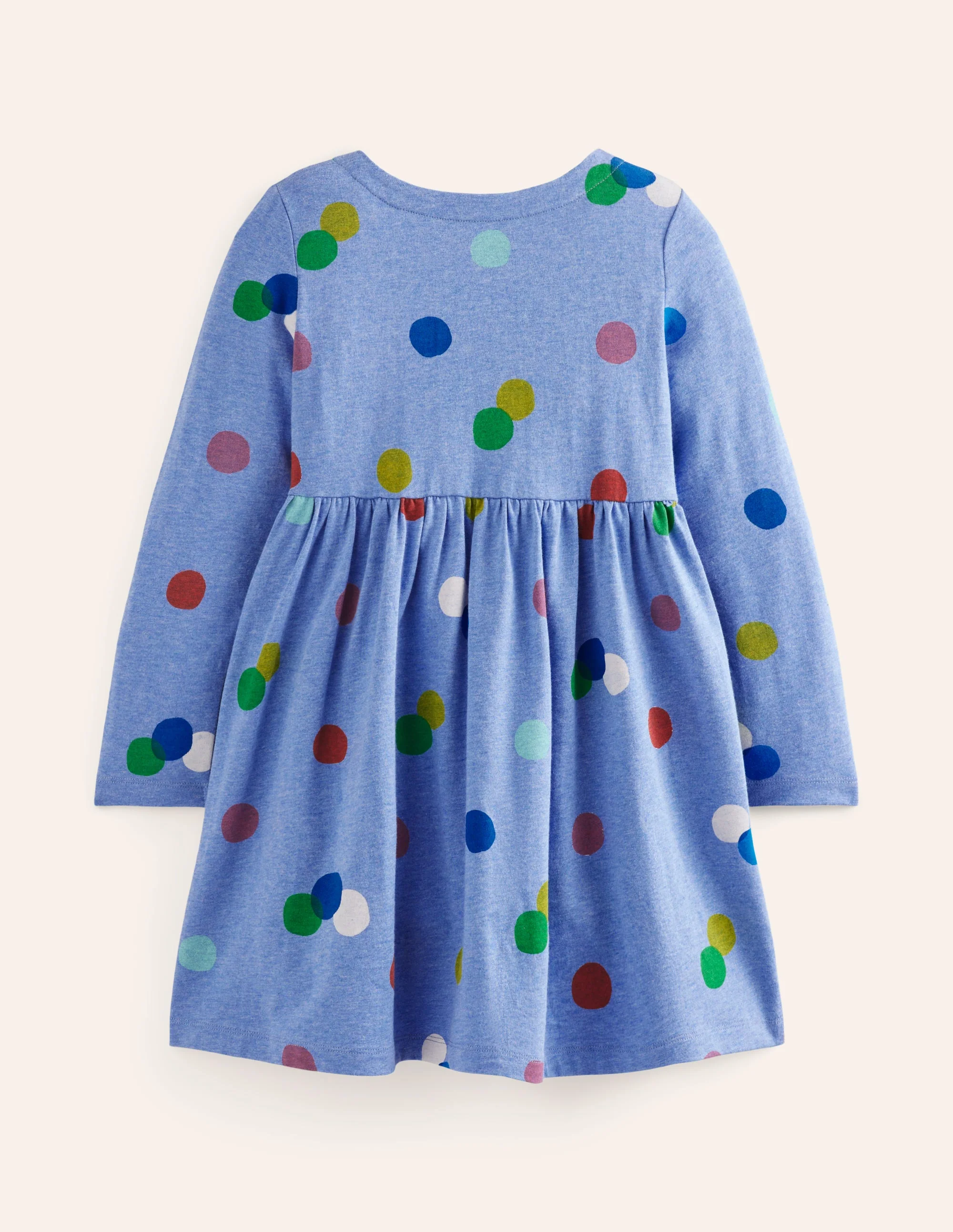 Long-Sleeved Fun Jersey Dress-Blue Marl Painted Spot - Image 2