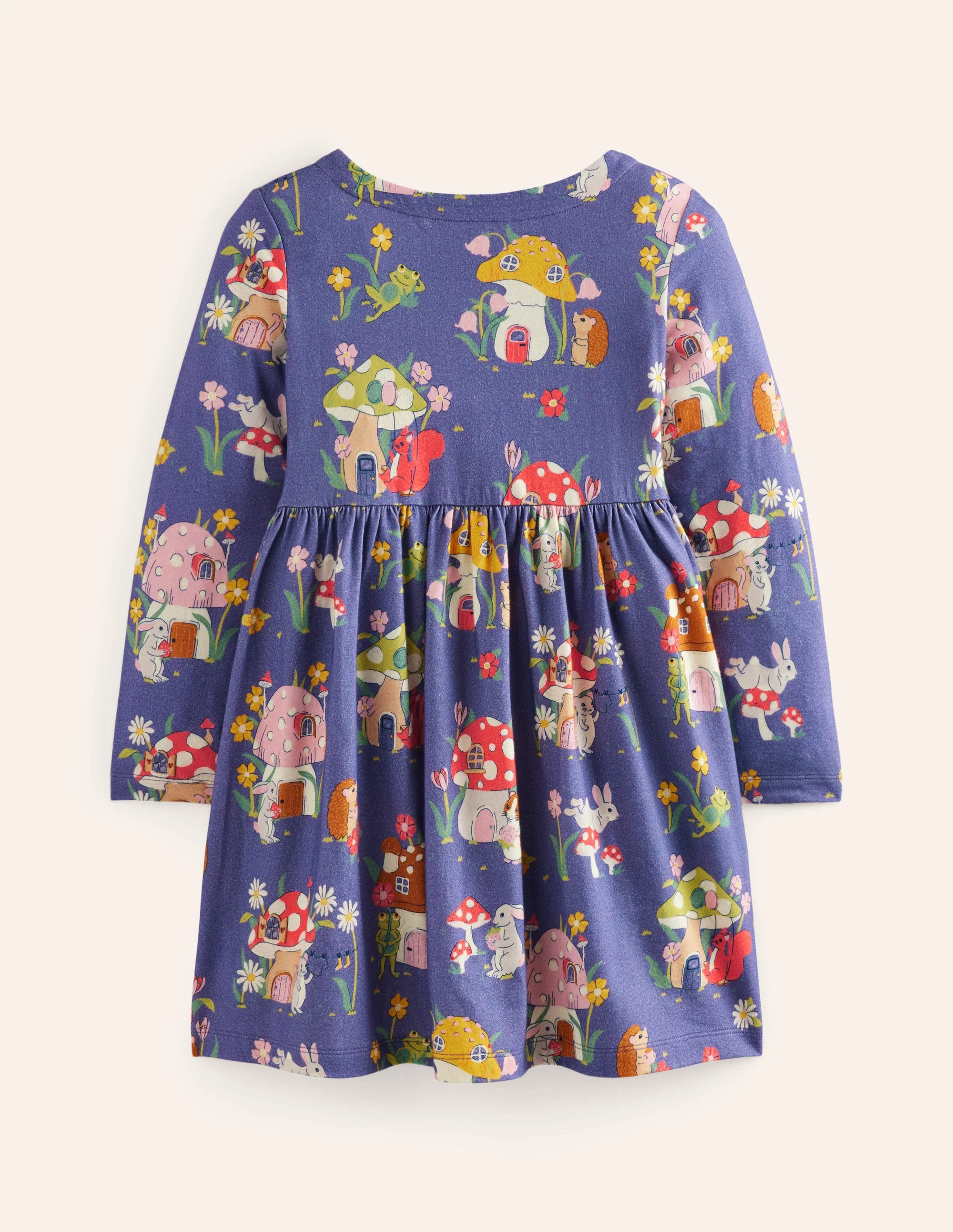 Long-Sleeved Fun Jersey Dress-Starboard Toadstool Village - Image 2