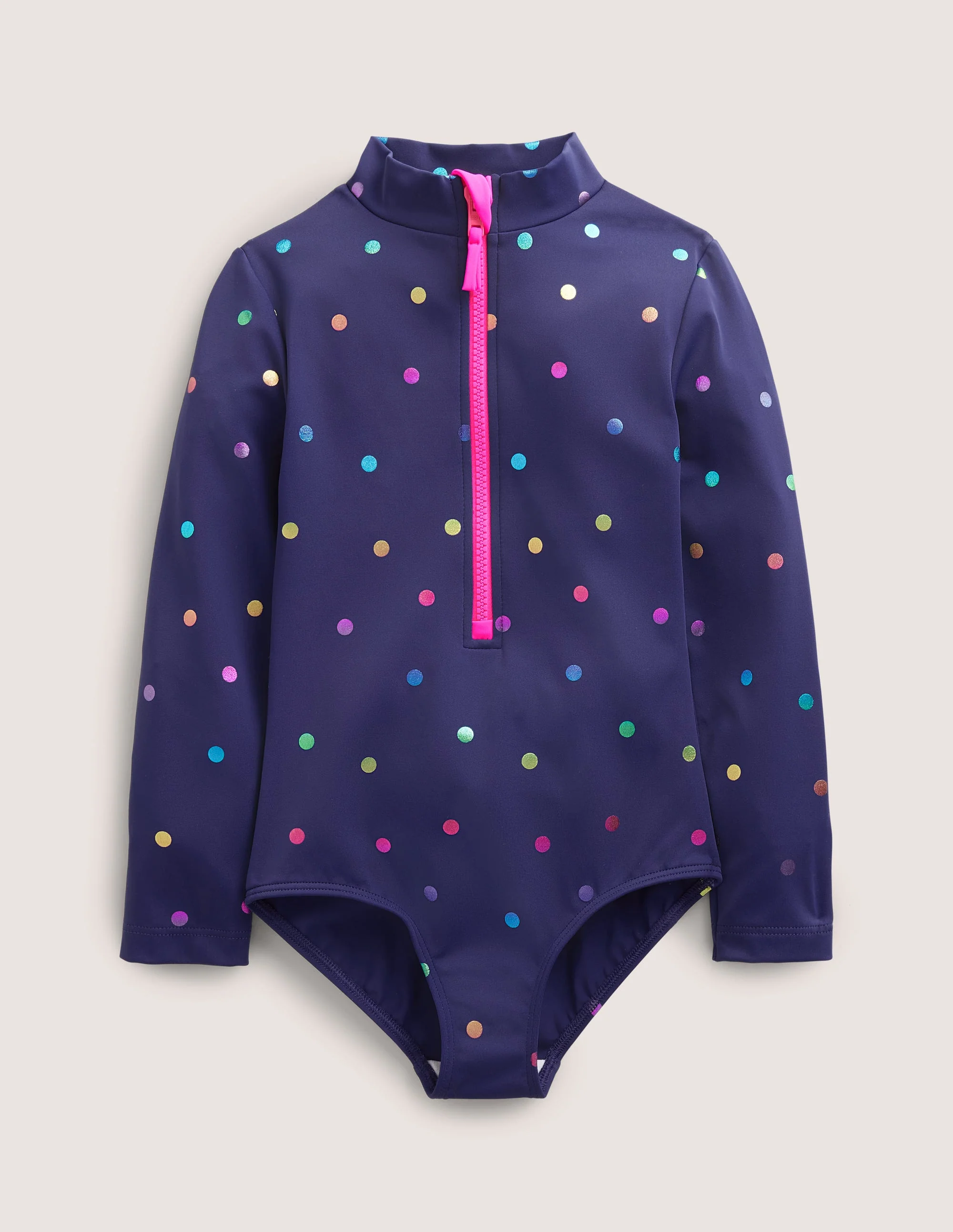Long-sleeved Swimsuit-Blue Rainbow Foil Confetti
