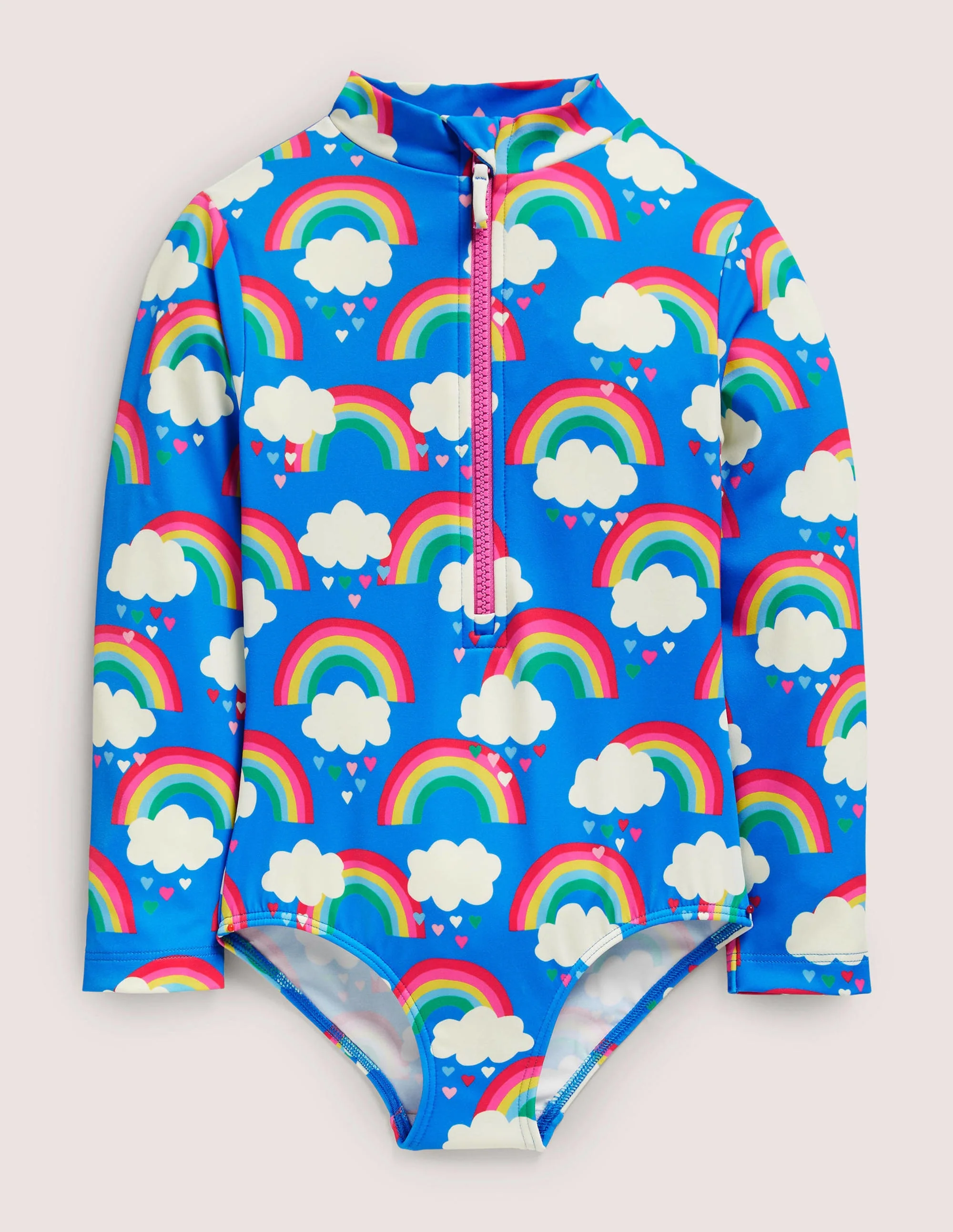 Long-sleeved Swimsuit-Moroccan Blue Rainbows