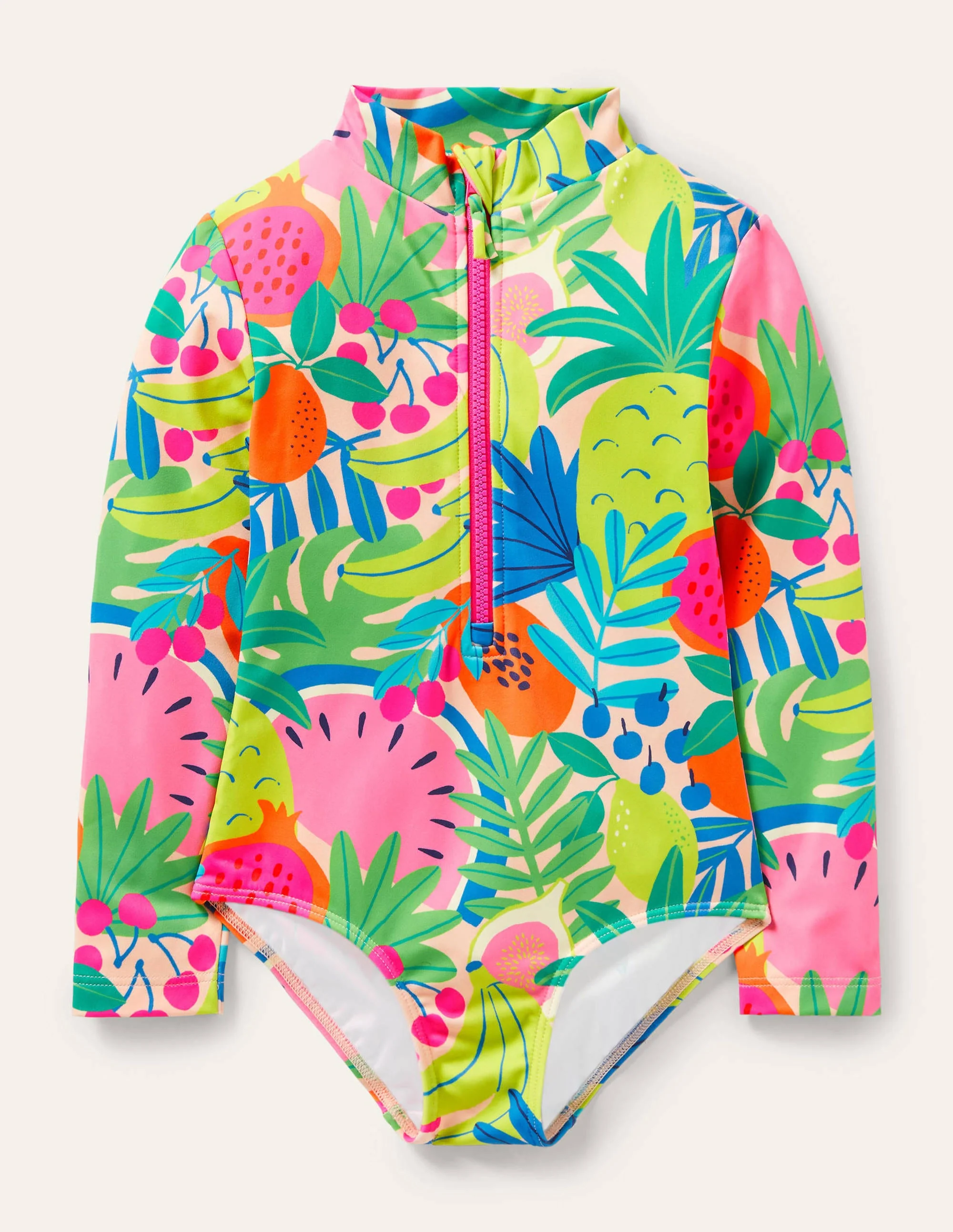 Long-sleeved Swimsuit-Multi Tropical Fruit