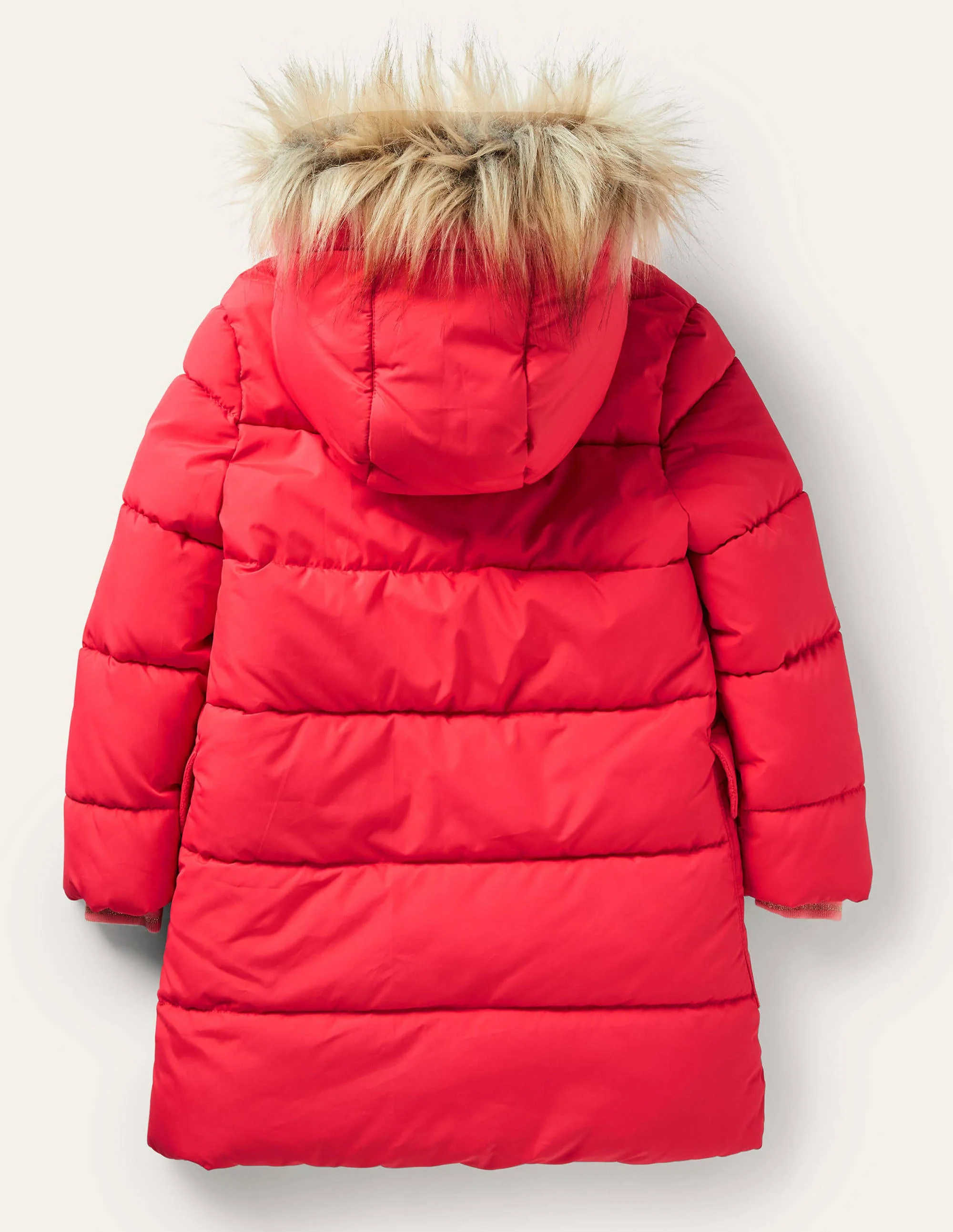Longline Padded Jacket-Rockabilly Red - Image 2