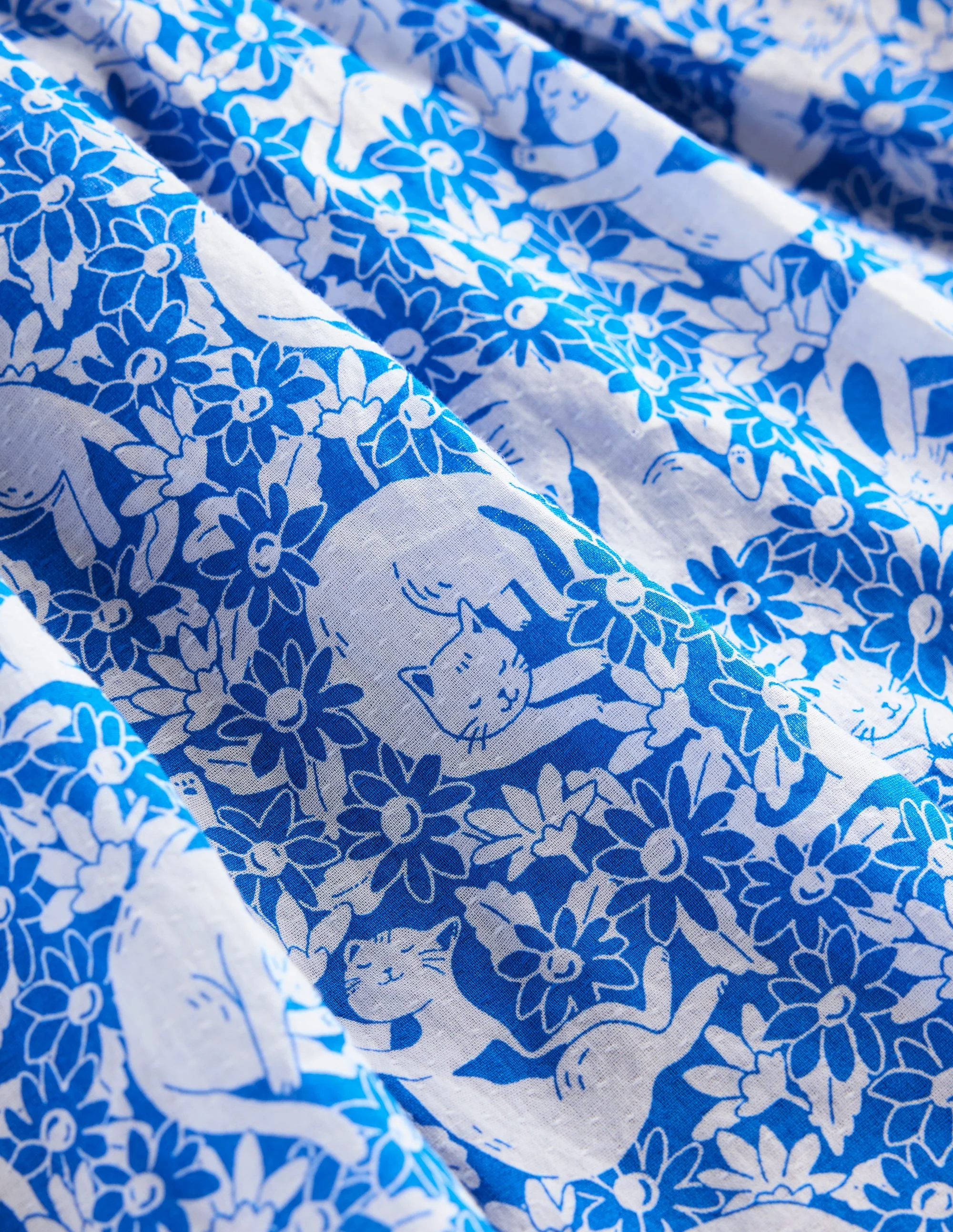 Luna Frill Strap Woven Dress-Kingfisher Blue Kitten Meadow - Image 3