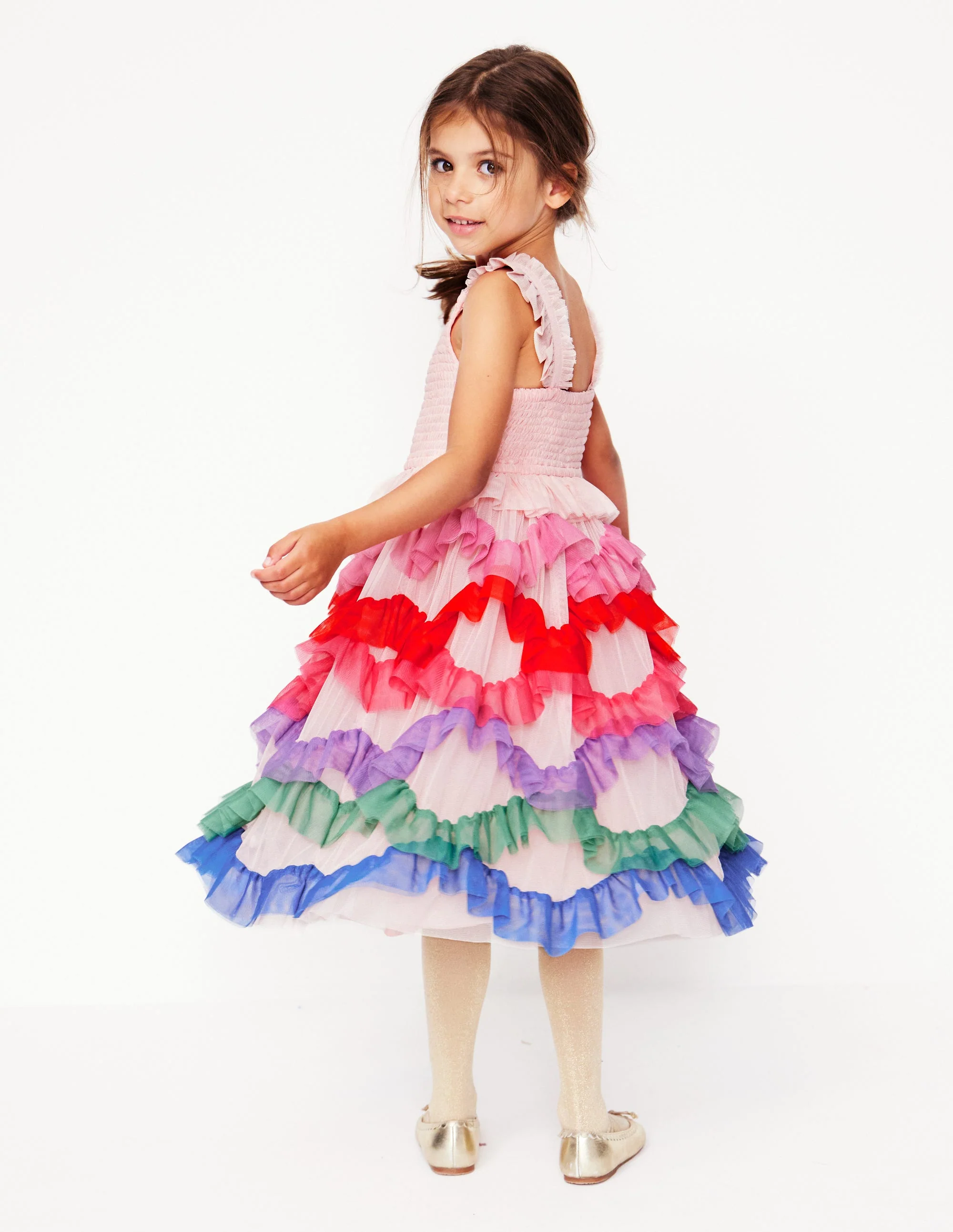 Maude Ruffle Tulle Dress-Multi Rainbow - Image 2