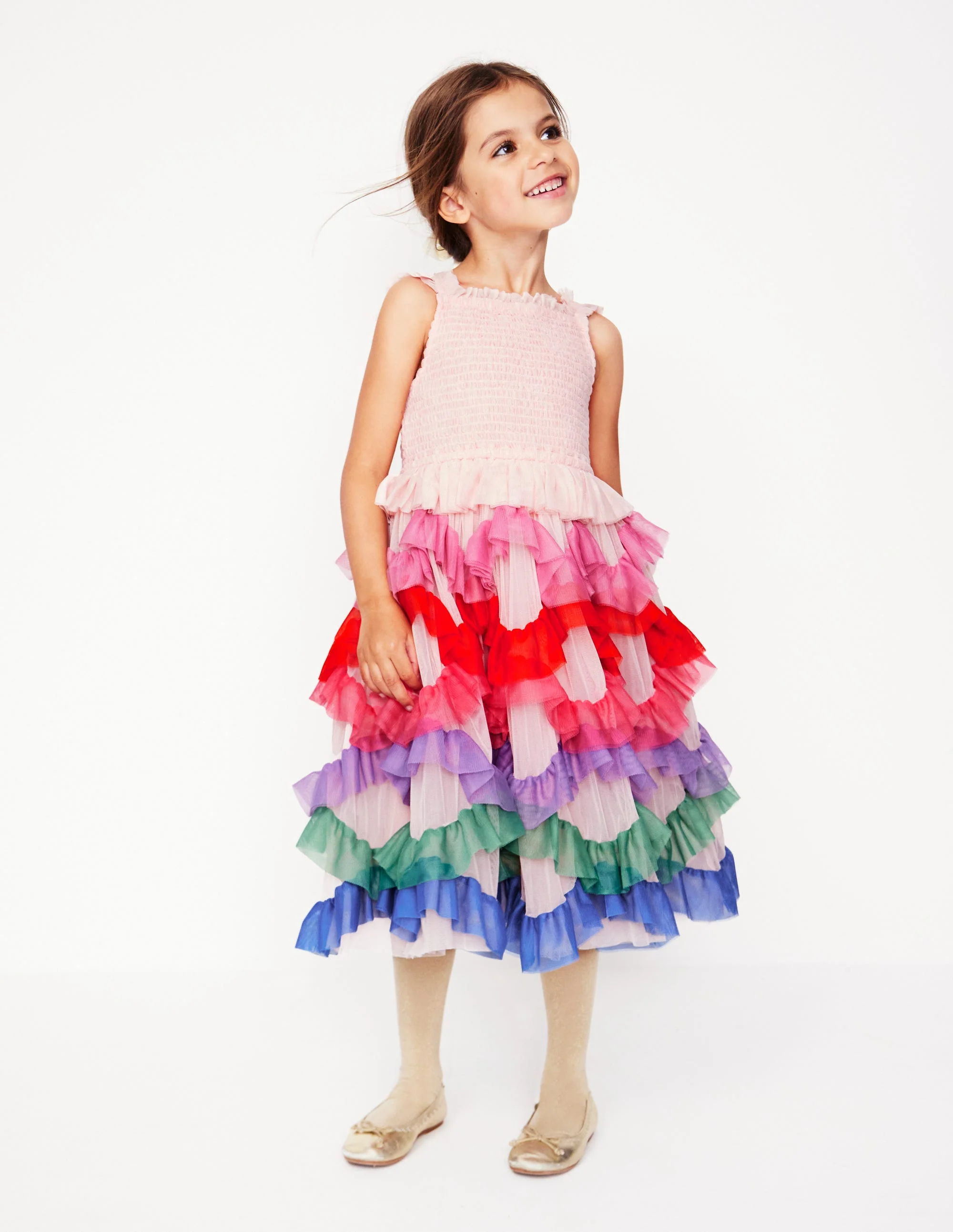 Maude Ruffle Tulle Dress-Multi Rainbow - Image 3