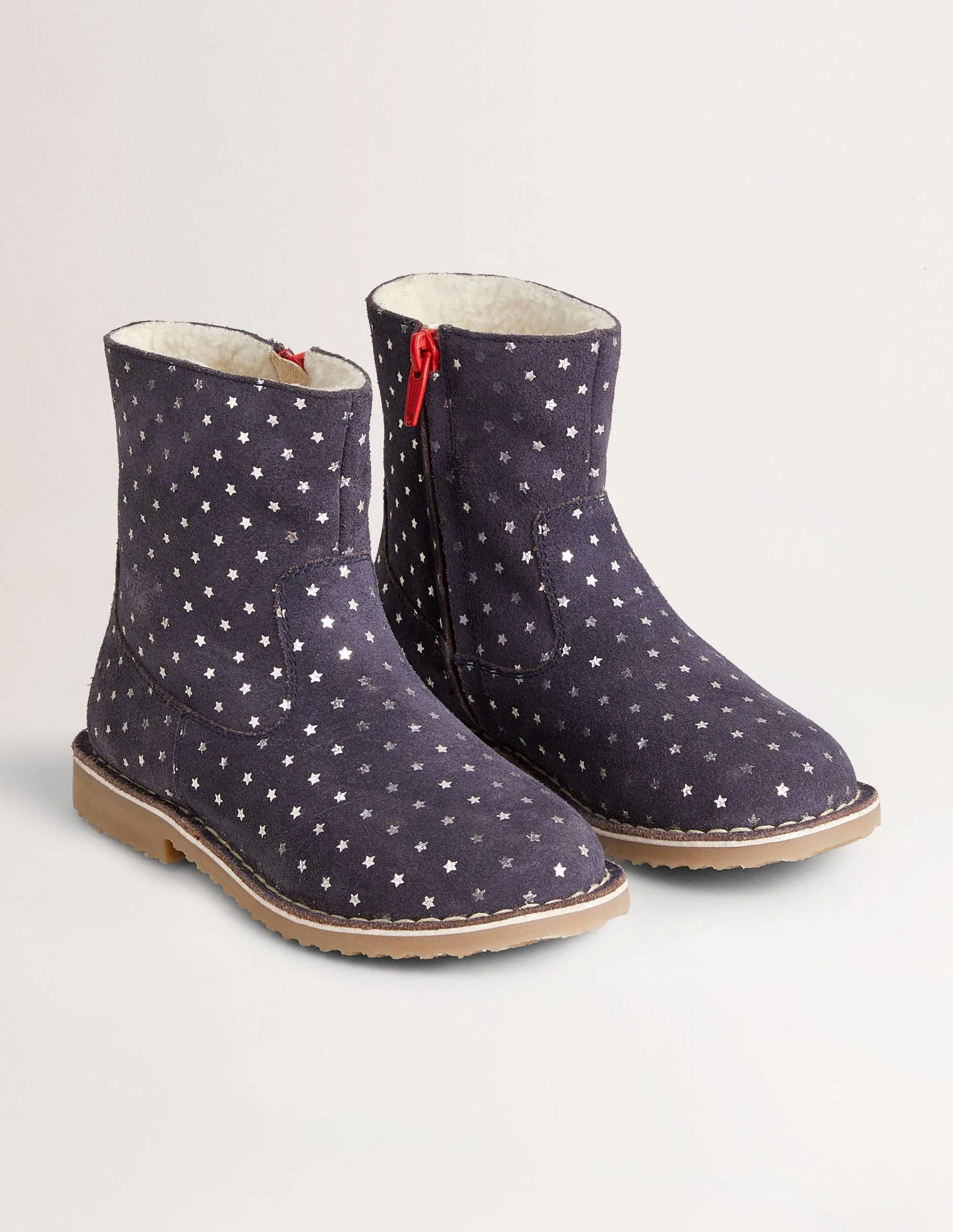 Navy Star Print Suede Ankle Boots-College Navy Star - Image 2