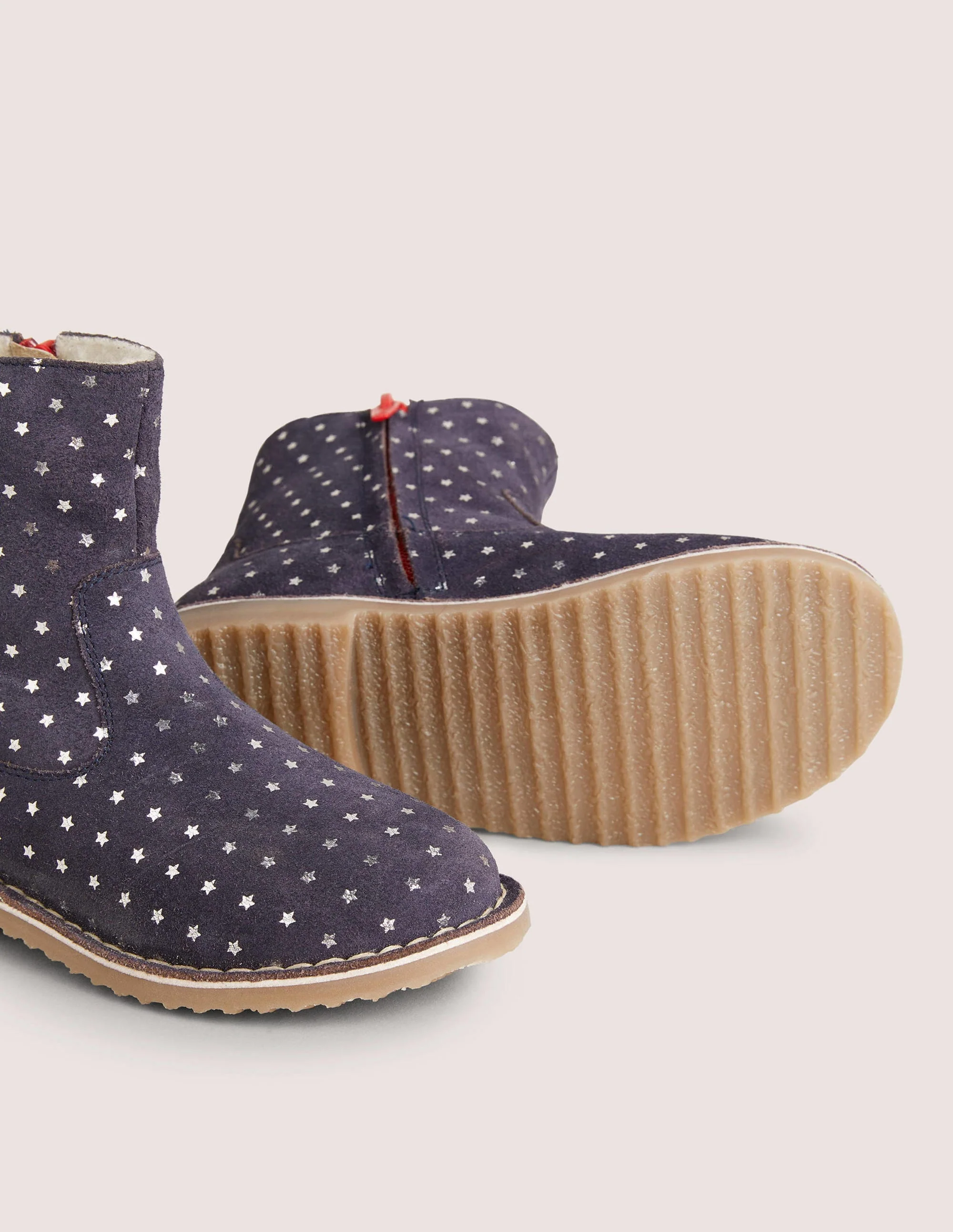 Navy Star Print Suede Ankle Boots-College Navy Star - Image 3