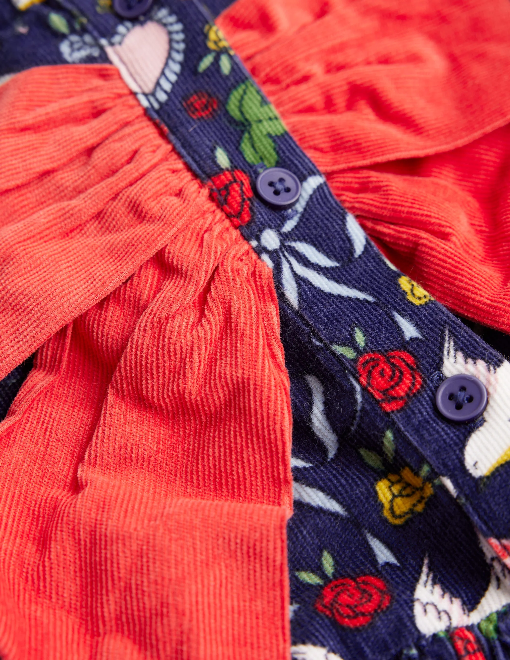 Norah Bow Button Through Dress-Starboard Blue Love Birds - Image 3