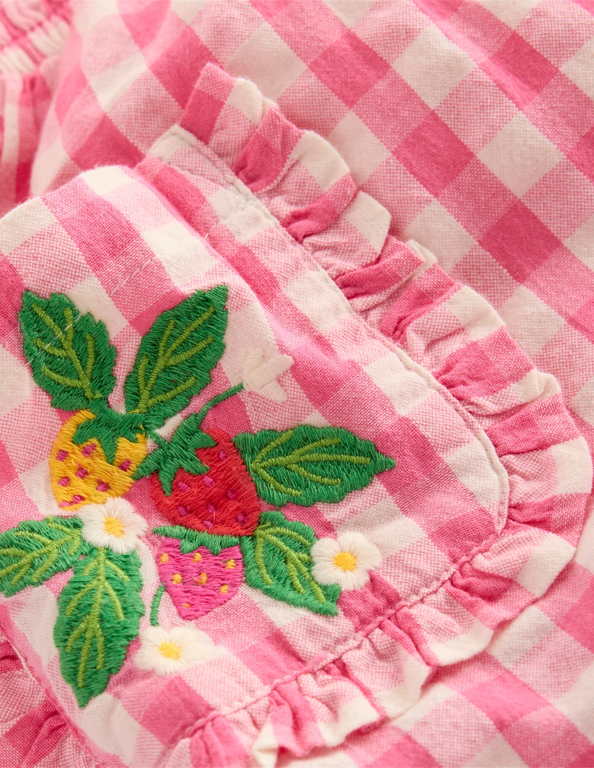 Nostaglic Frill Pants-Pink Gingham Embroidered - Image 3