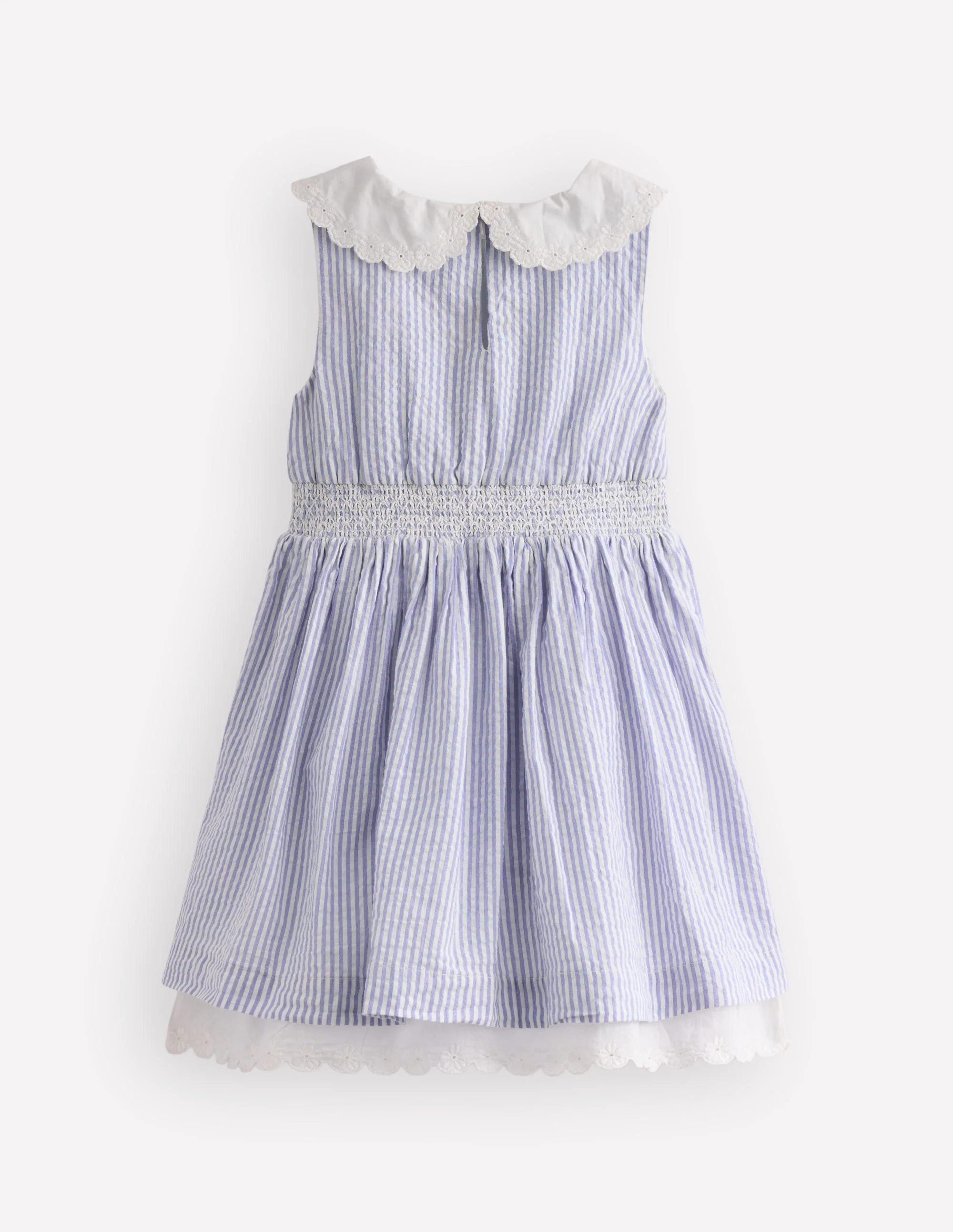 Nostalgic Broderie Dress-Salt Blue Ticking Stripe - Image 2