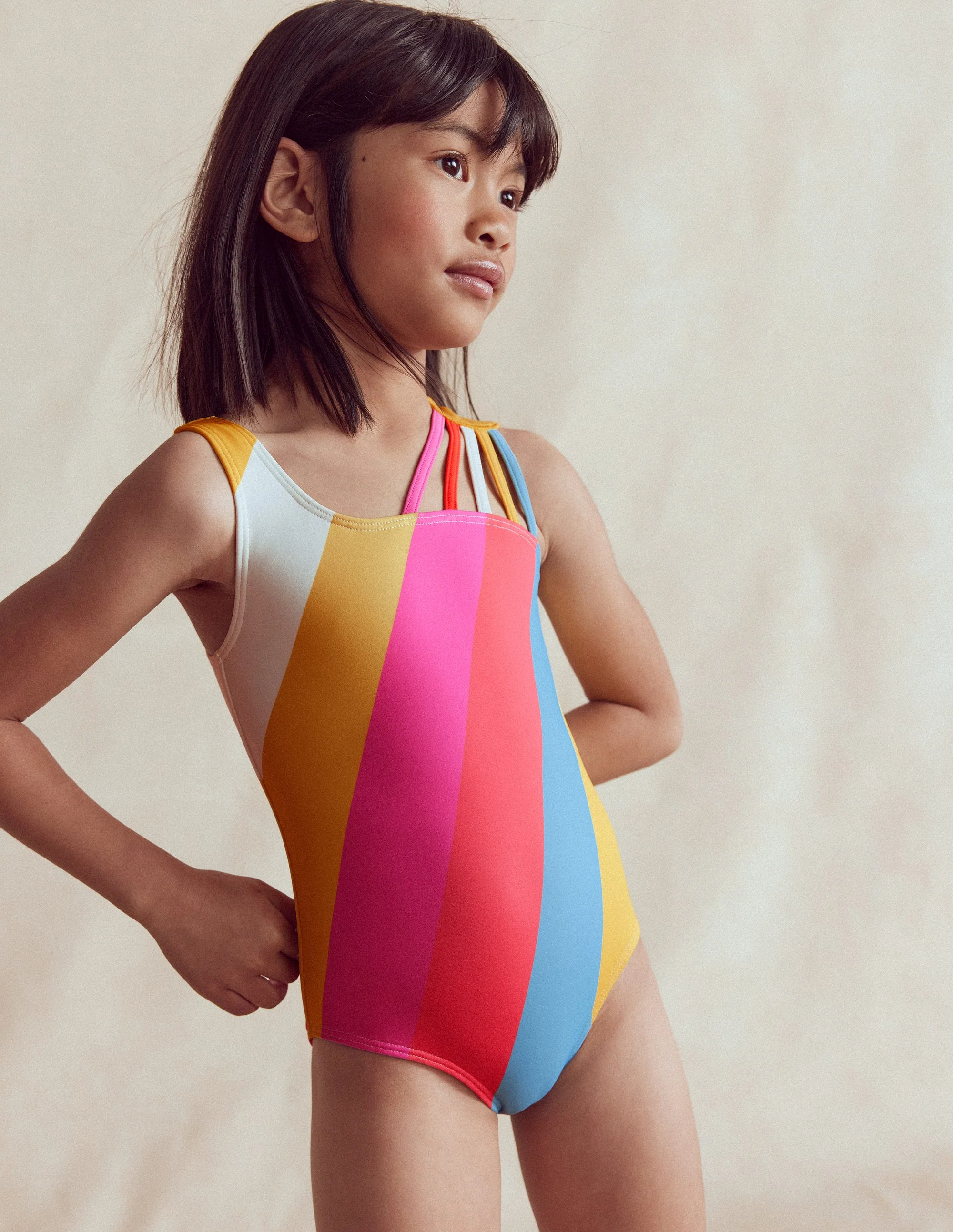 One Shoulder Ray Swimsuit-Rainbow - Image 3