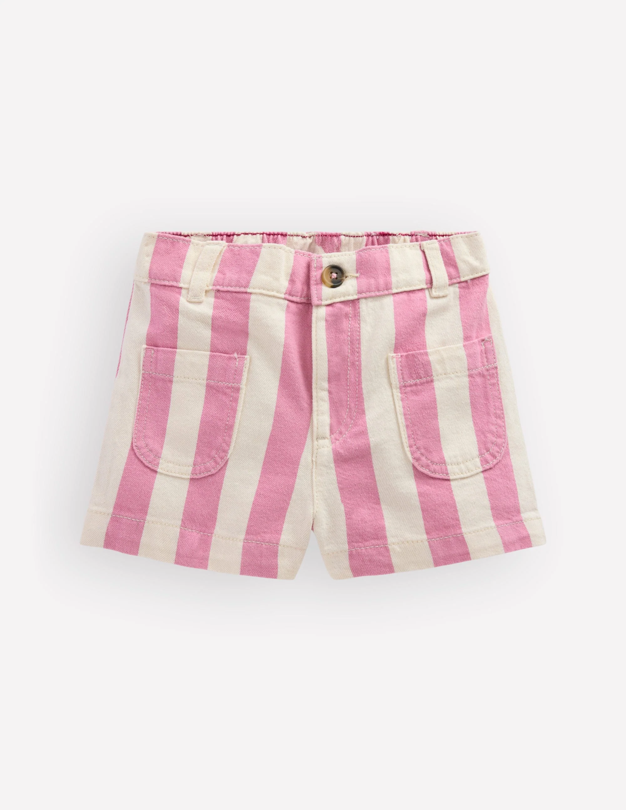 Patch Pocket Shorts-Pink Stripe