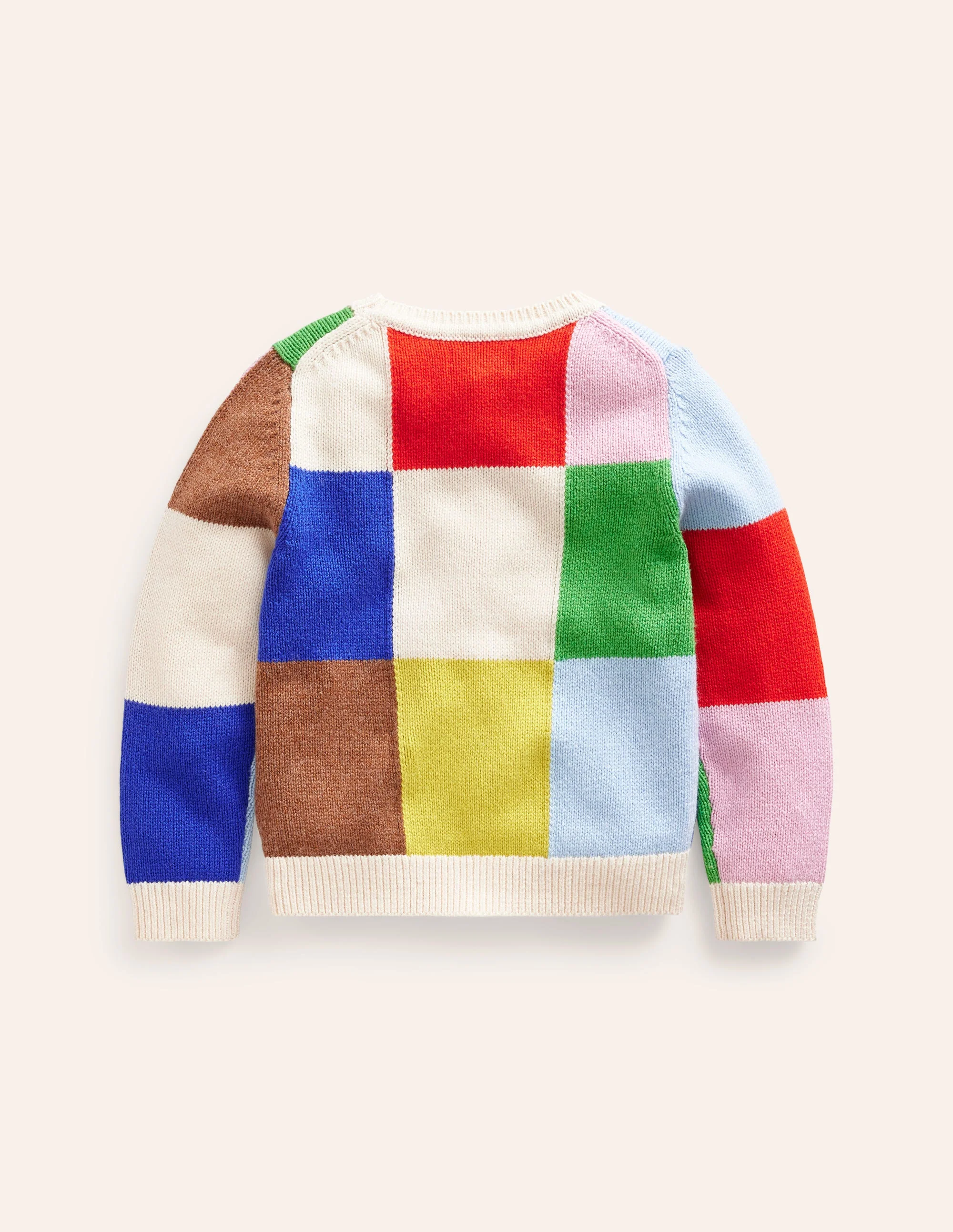 Patchwork Check Sweater-Multi Colourblock Apples - Image 4