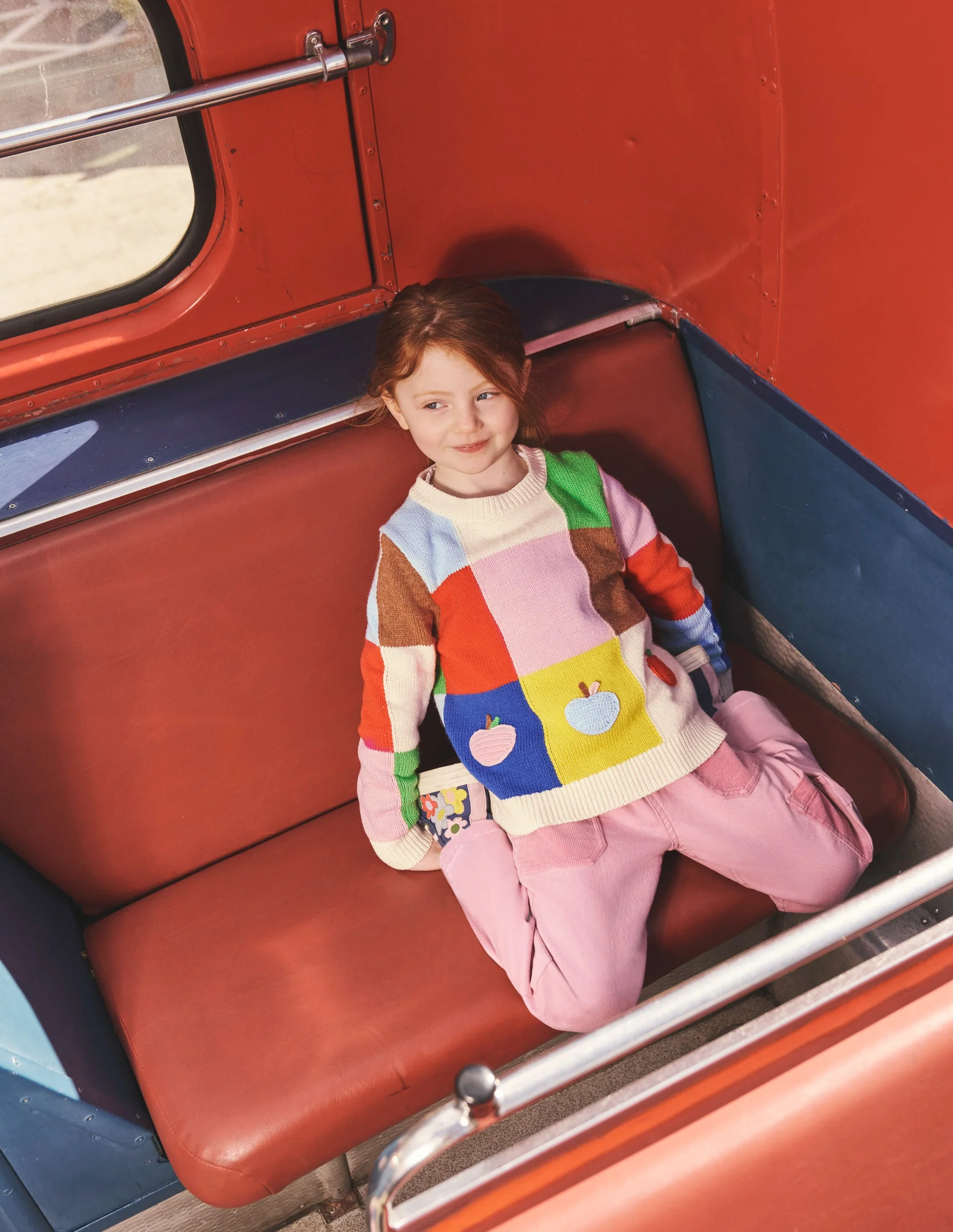 Patchwork Check Sweater-Multi Colourblock Apples - Image 6