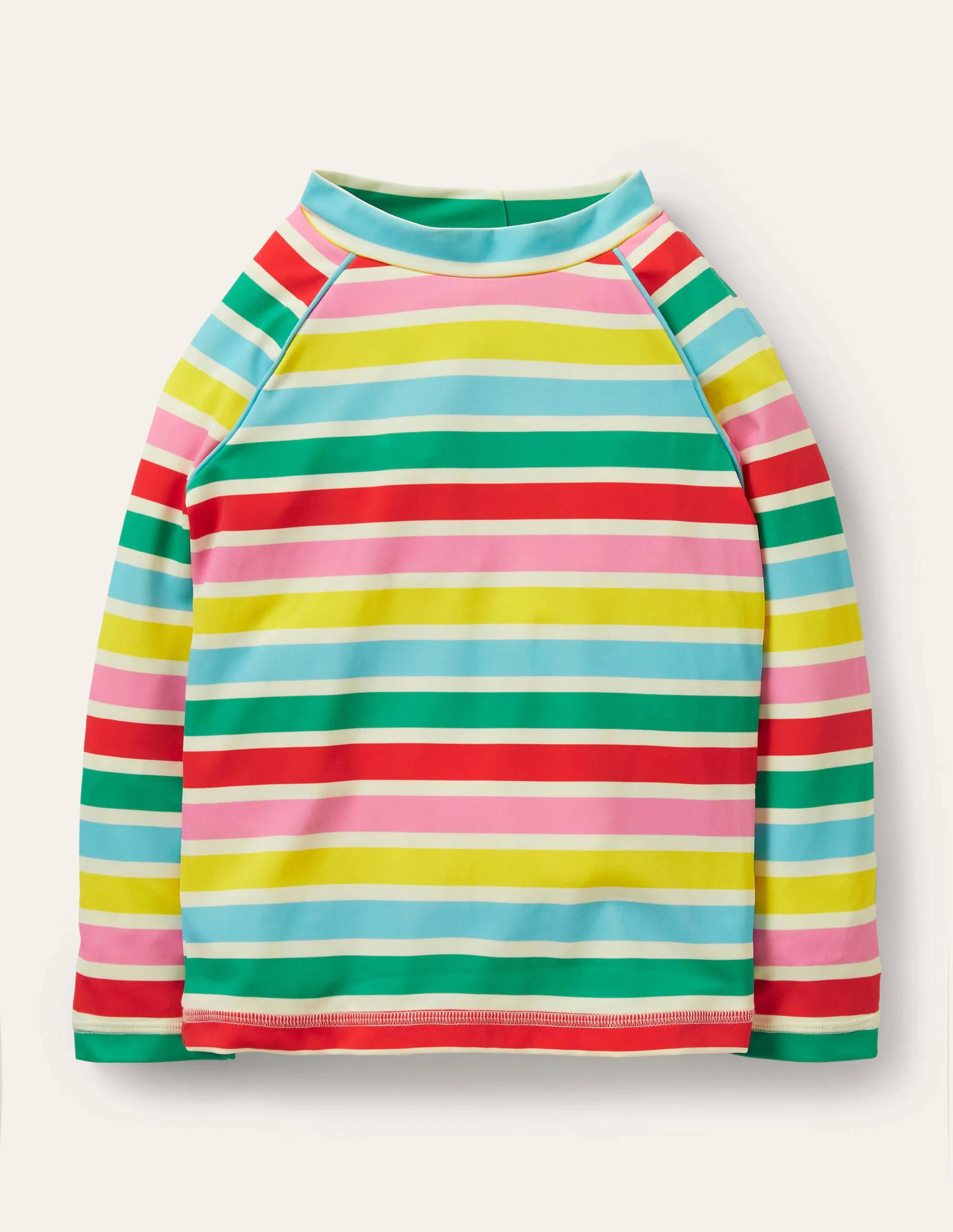 Patterned Rash Guard-Ivory/Multi Rainbow