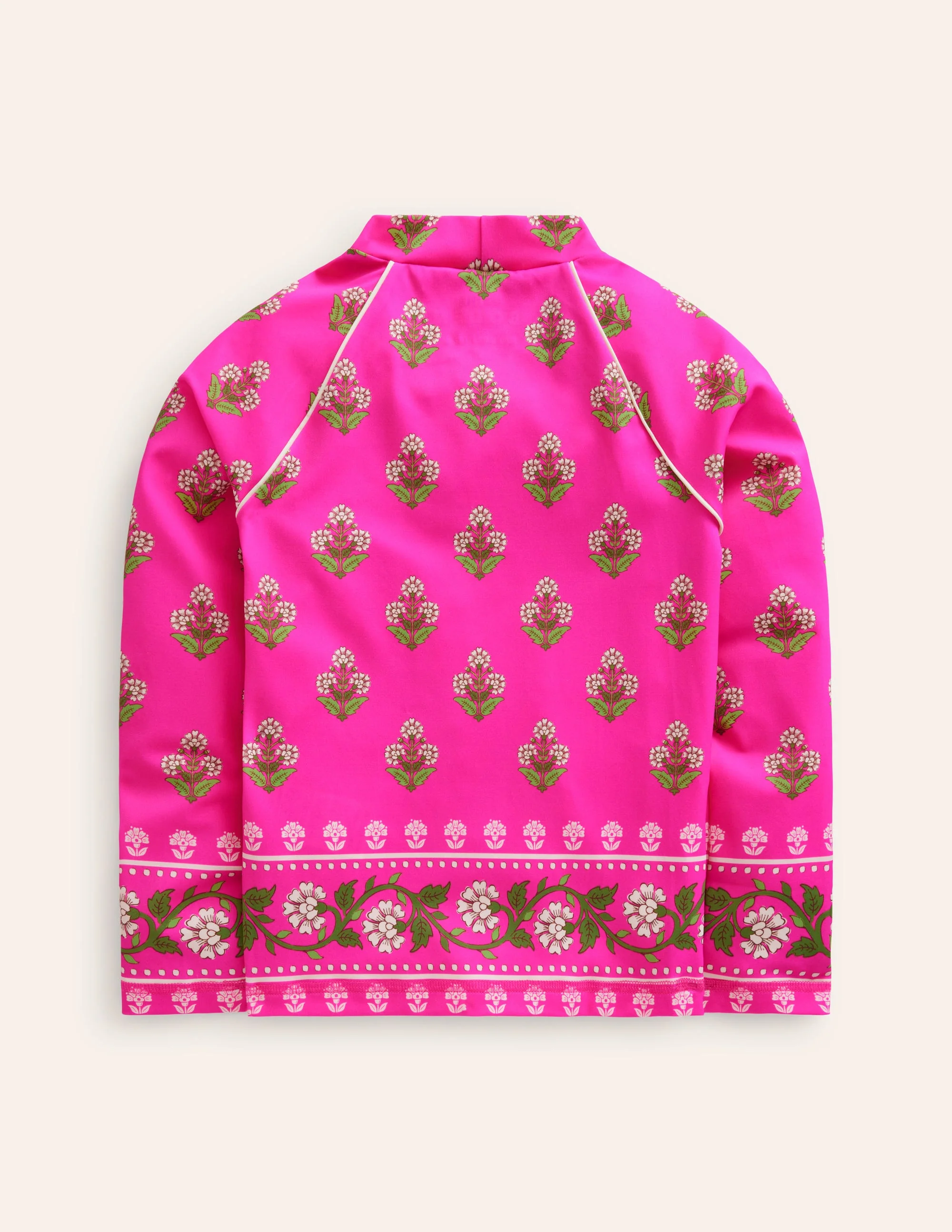 Patterned Rash Guard-Pink Small Woodblock - Image 2