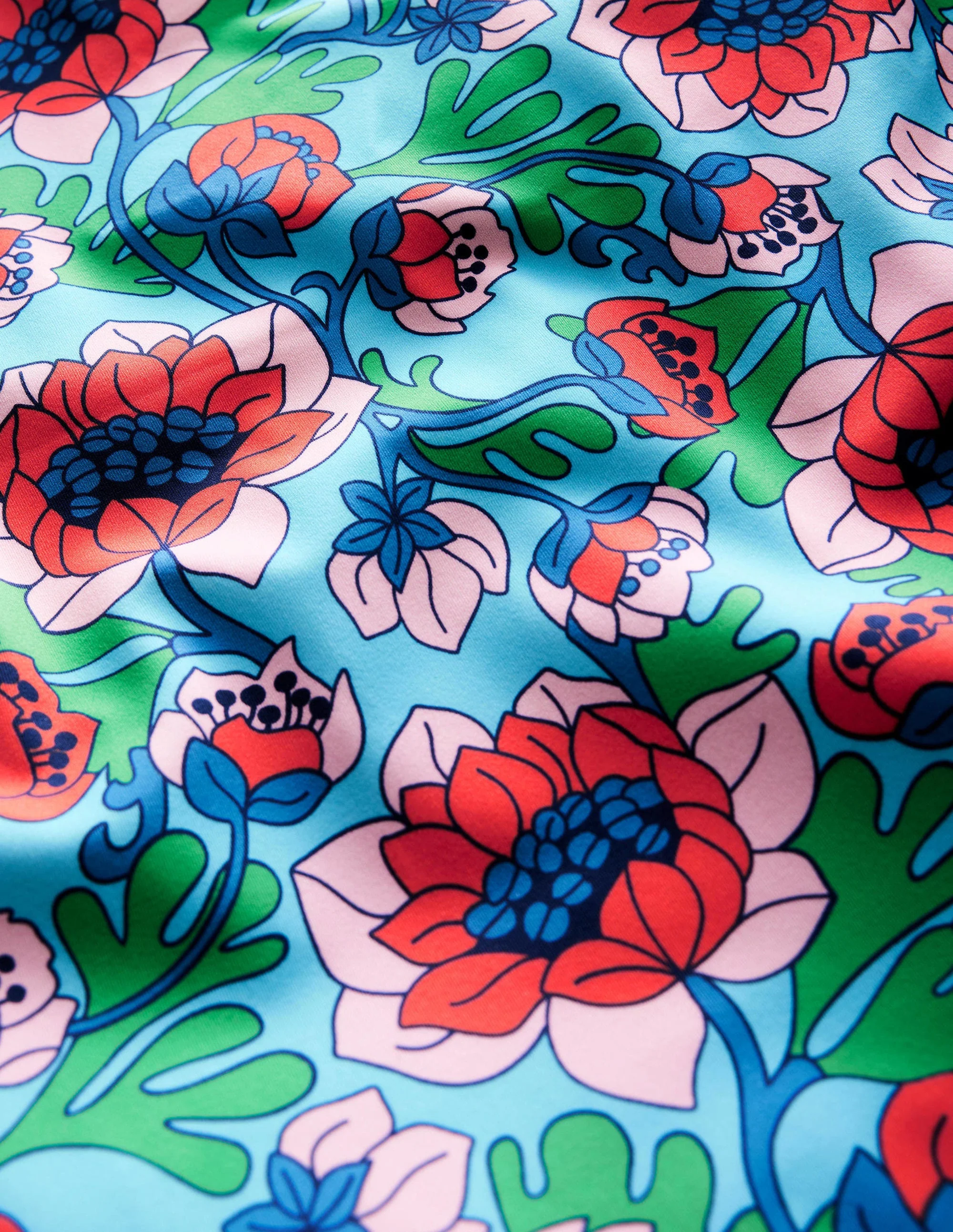 Patterned Rash Guard-Red Poppy Spring Time Floral - Image 3