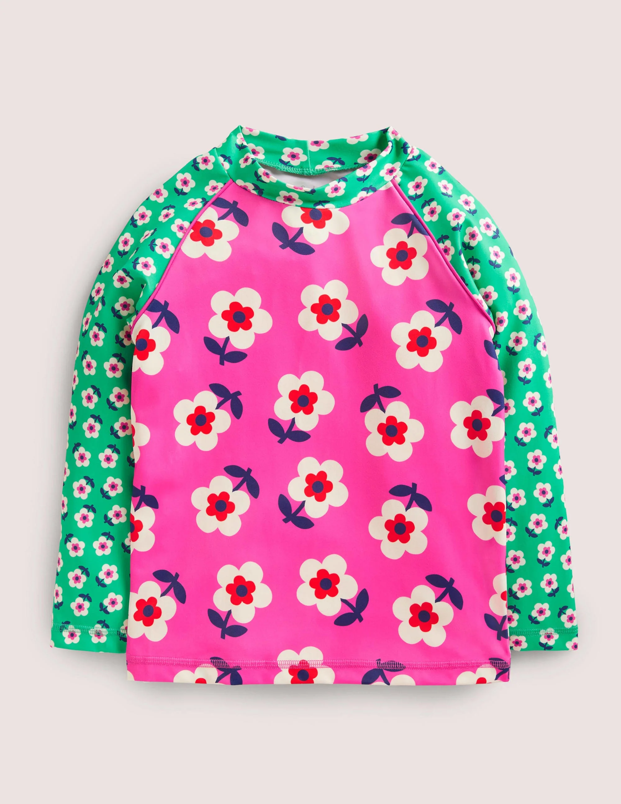 Patterned Rash Guard-Tickled Pink Daisy