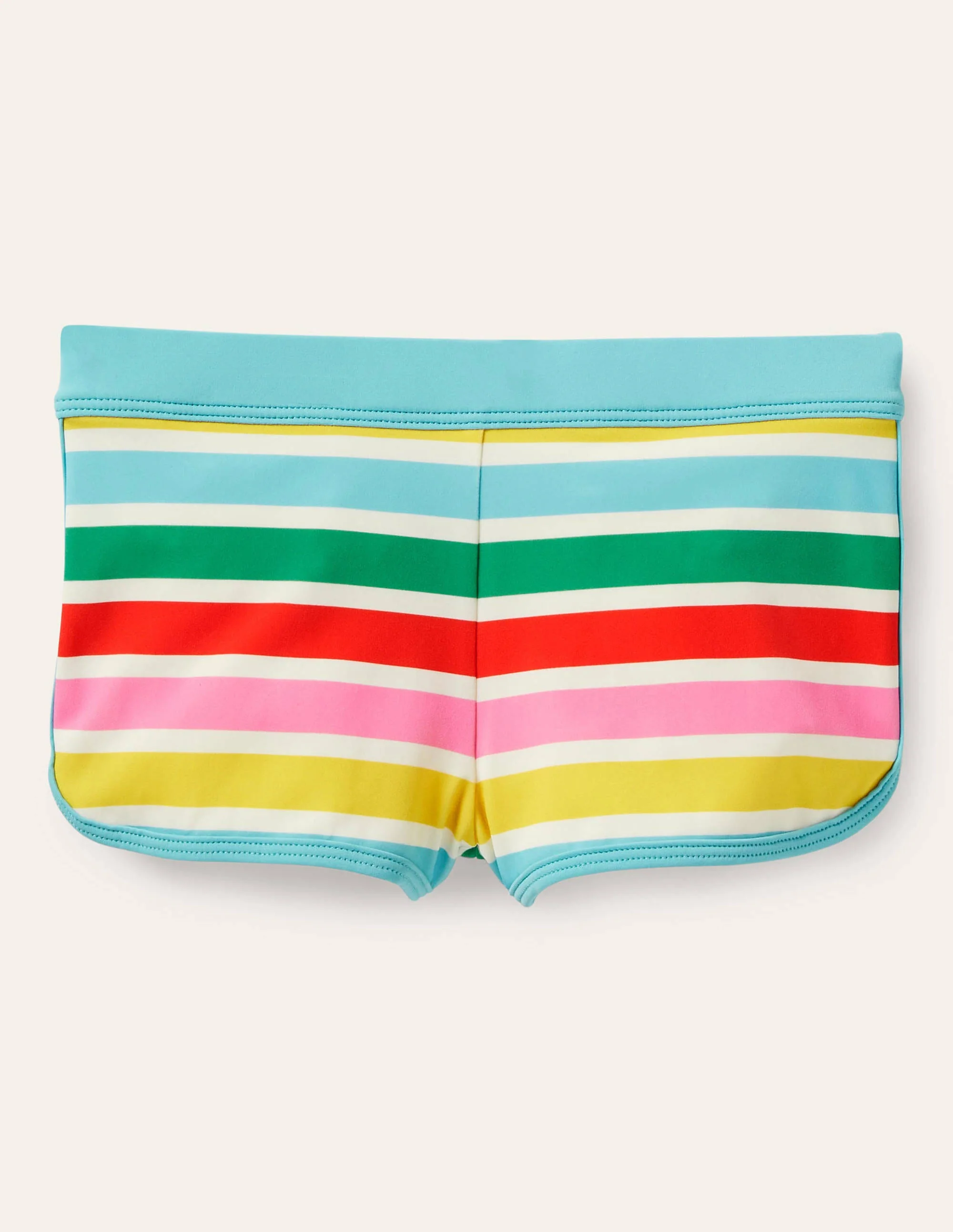 Patterned Swim Shorts-Ivory/Multi Rainbow