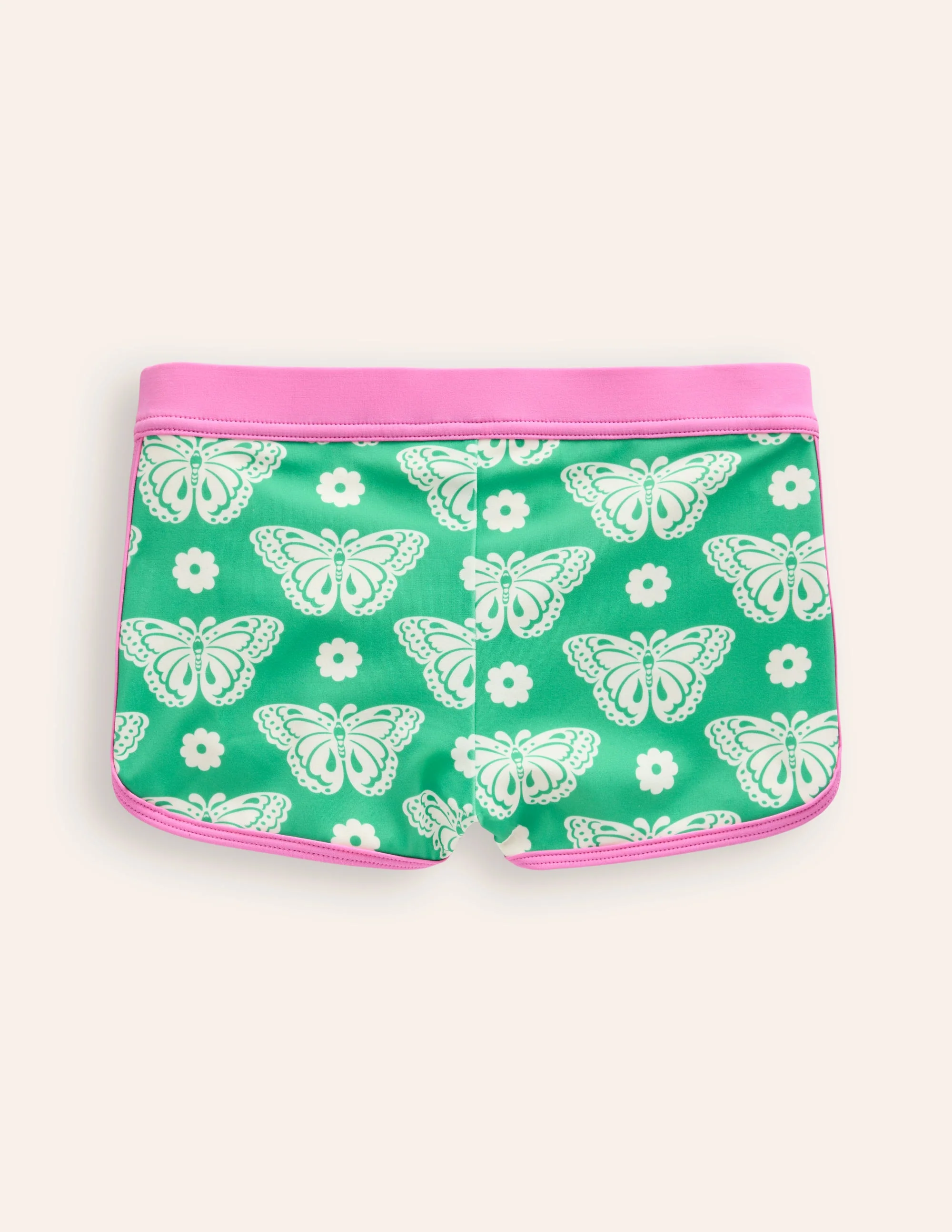 Patterned Swim Shorts-Pea Green Butterfly Stamp - Image 2