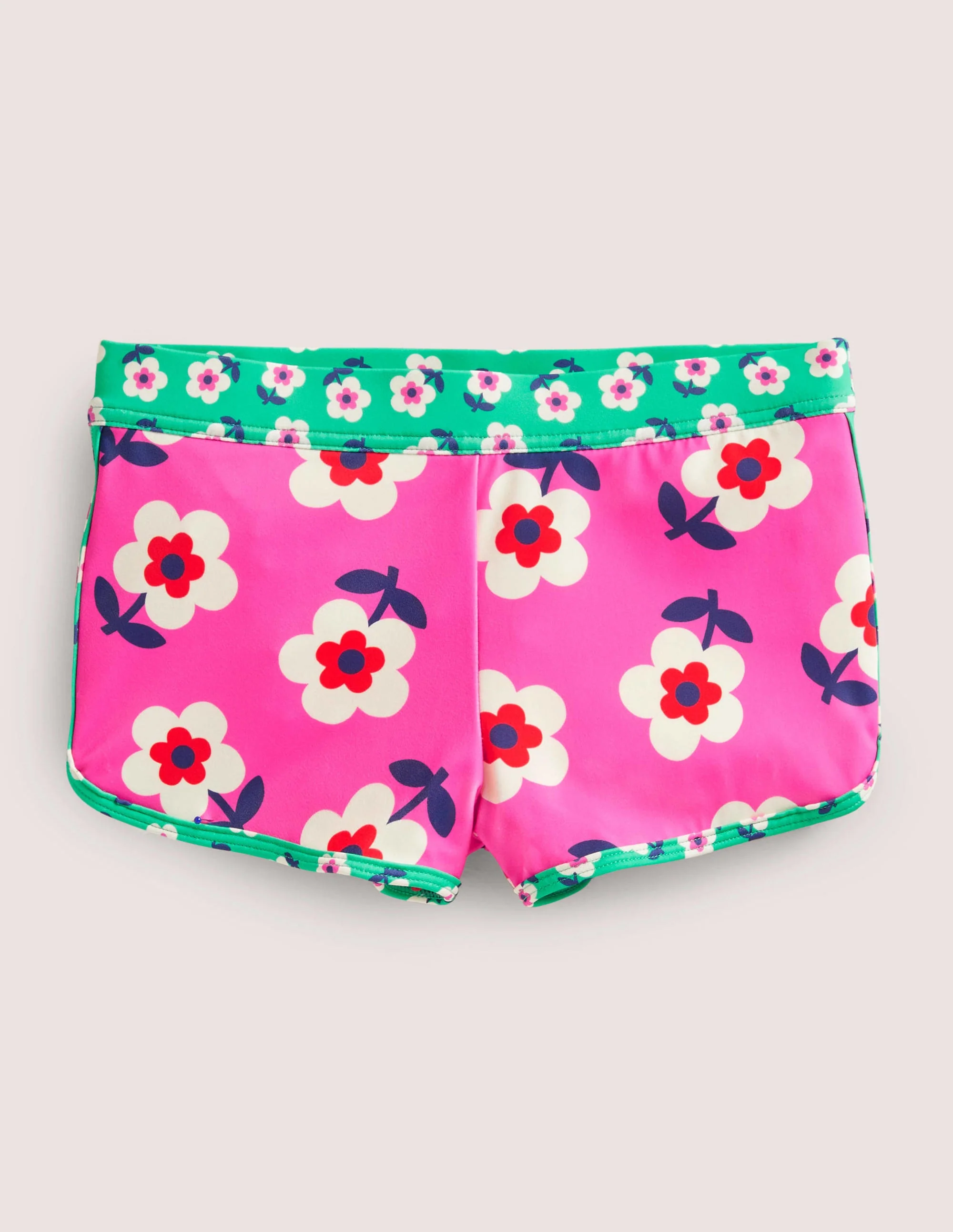 Patterned Swim Shorts-Tickled Pink Daisy