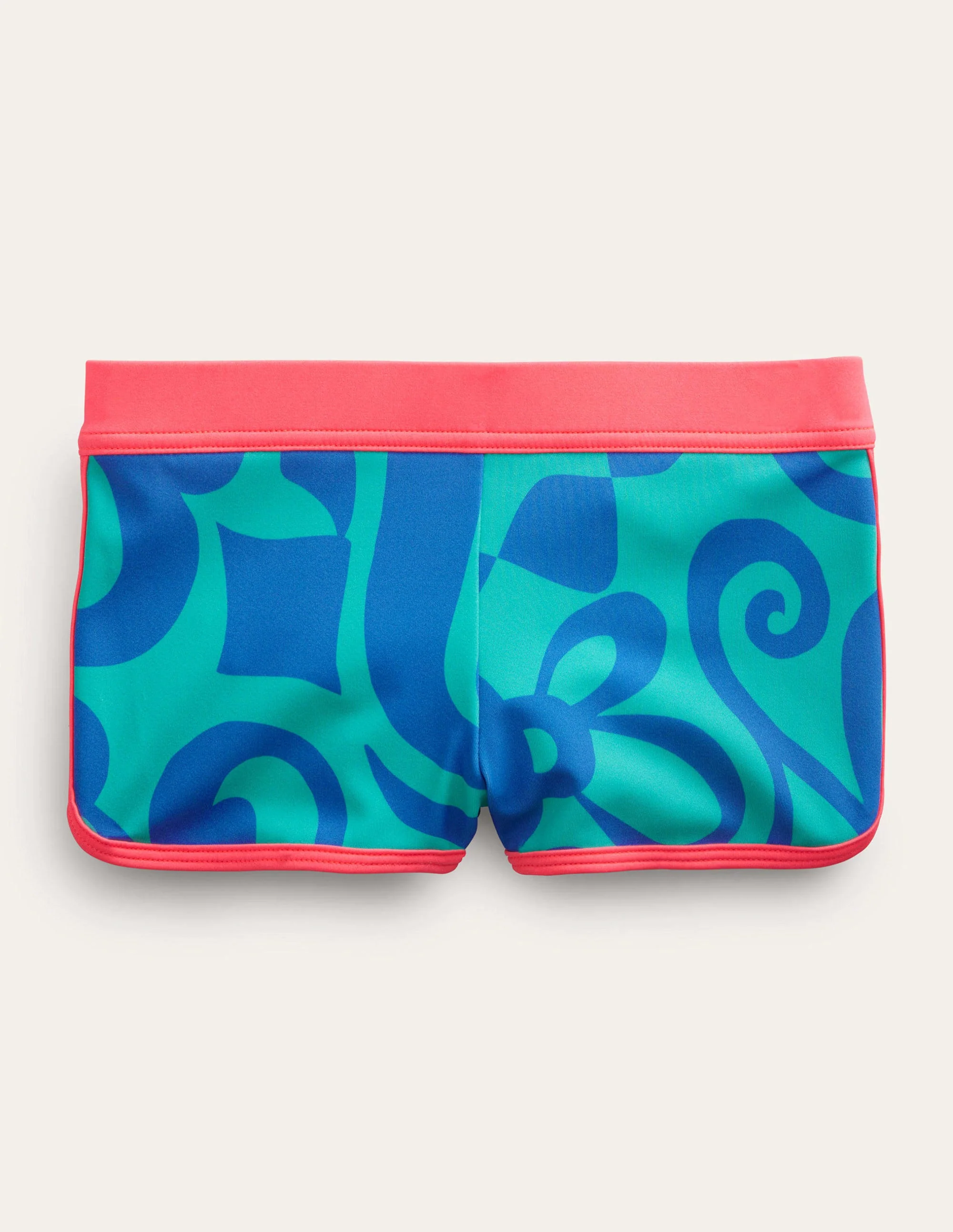 Patterned Swim Shorts-Tropical Green Summer Stencil