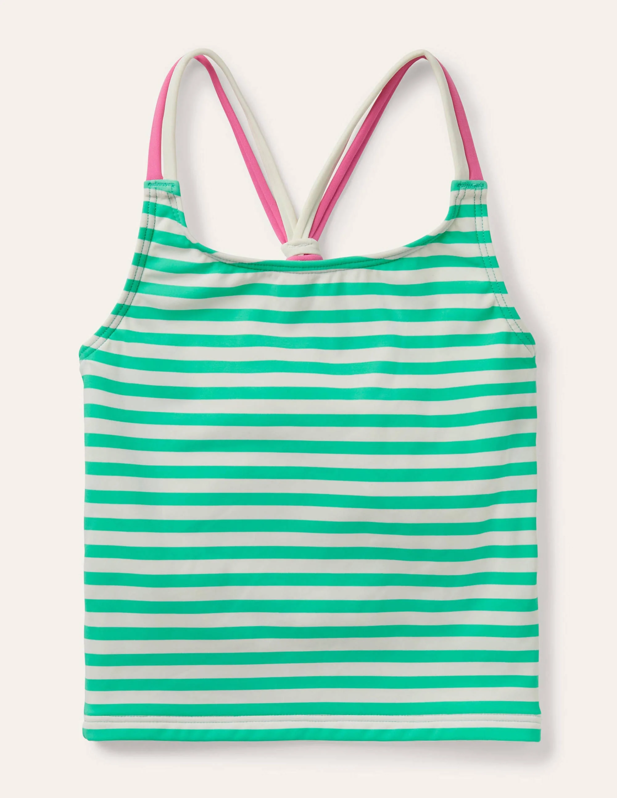 Patterned Tankini Top-Light Green/ Ivory