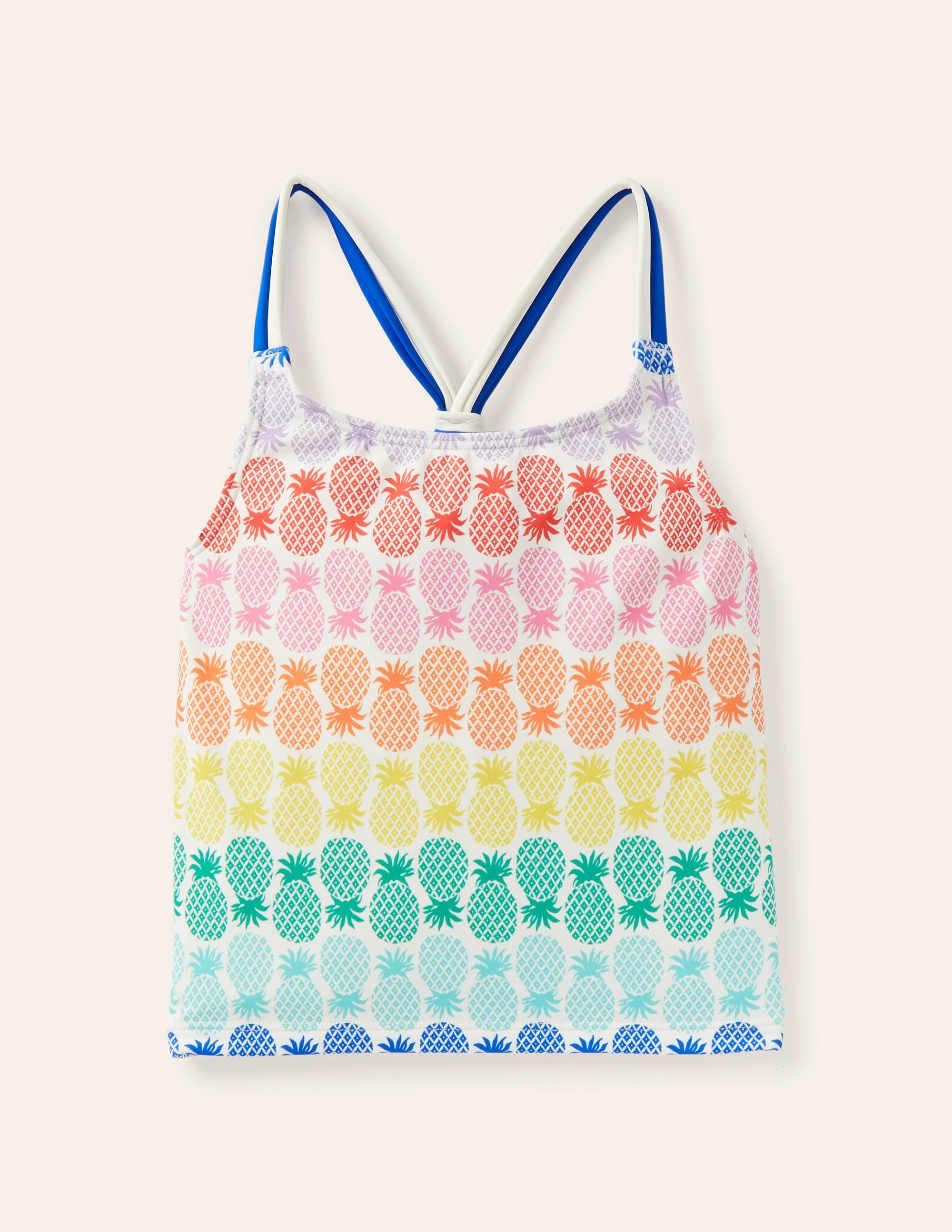 Patterned Tankini Top-Multi Rainbow Pineapple Geo