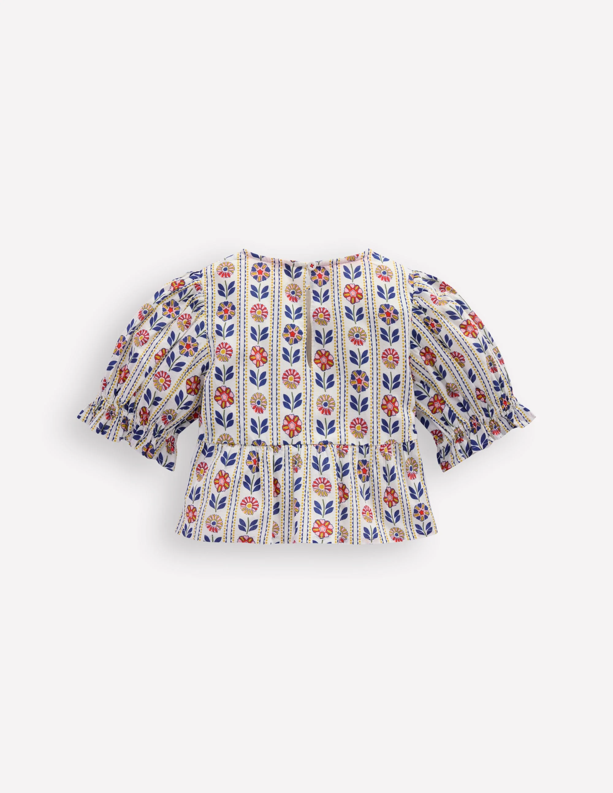 Peplum Woven Top-Ivory Floral Stripe - Image 2
