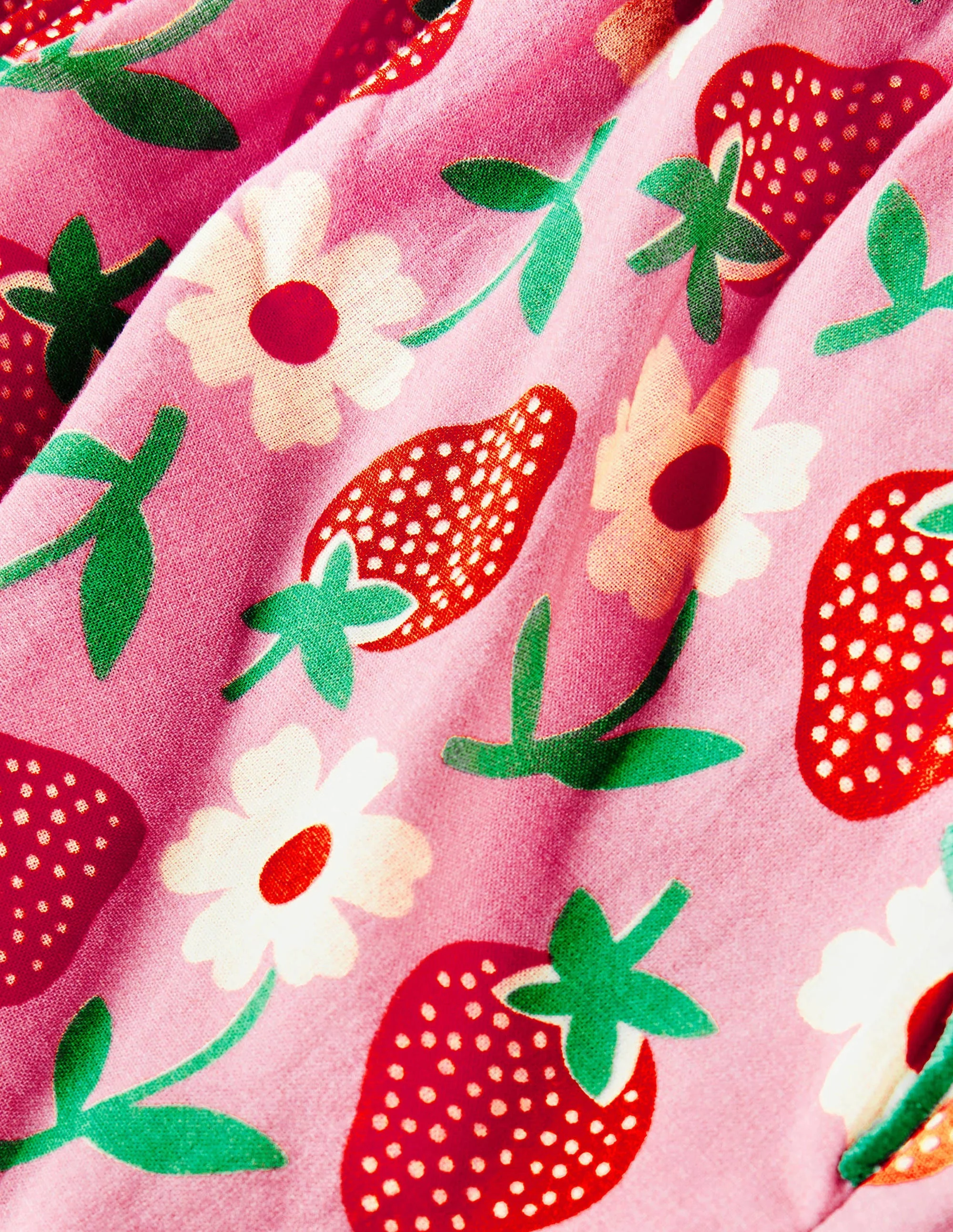 Pink Strawberry Print Woven Shorts-Pink Lemonade Strawberry - Image 3
