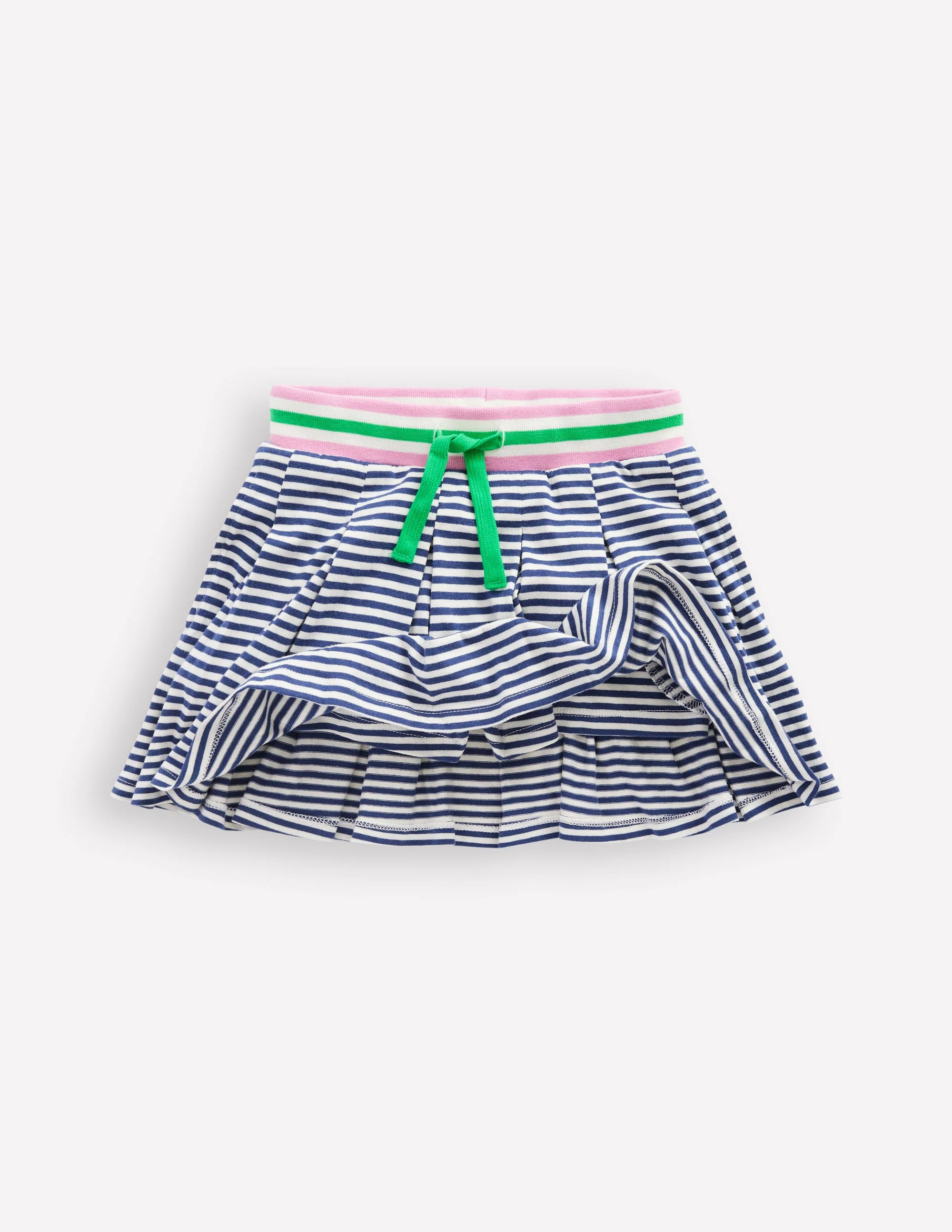 Pleated Jersey Skort-Starboard Ivory Stripe - Image 4