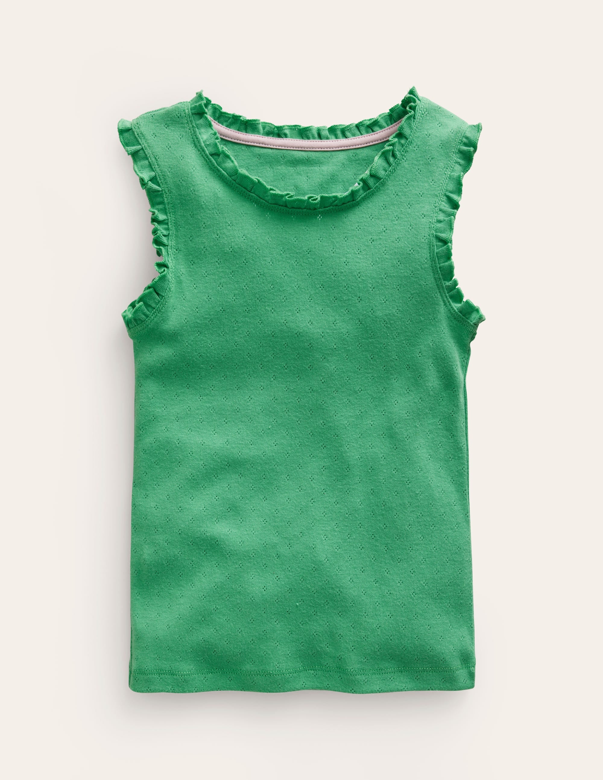 Pointelle Tank Top-Aloe Green