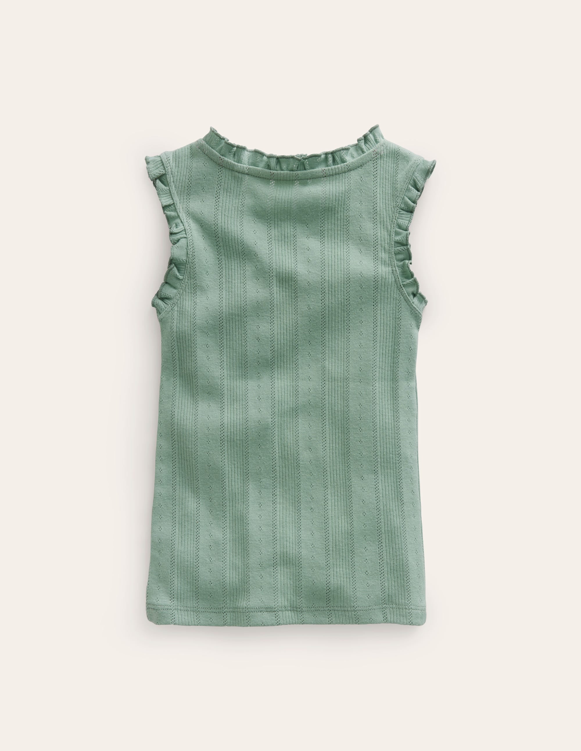 Pointelle Tank Top-Smoke Green - Image 2