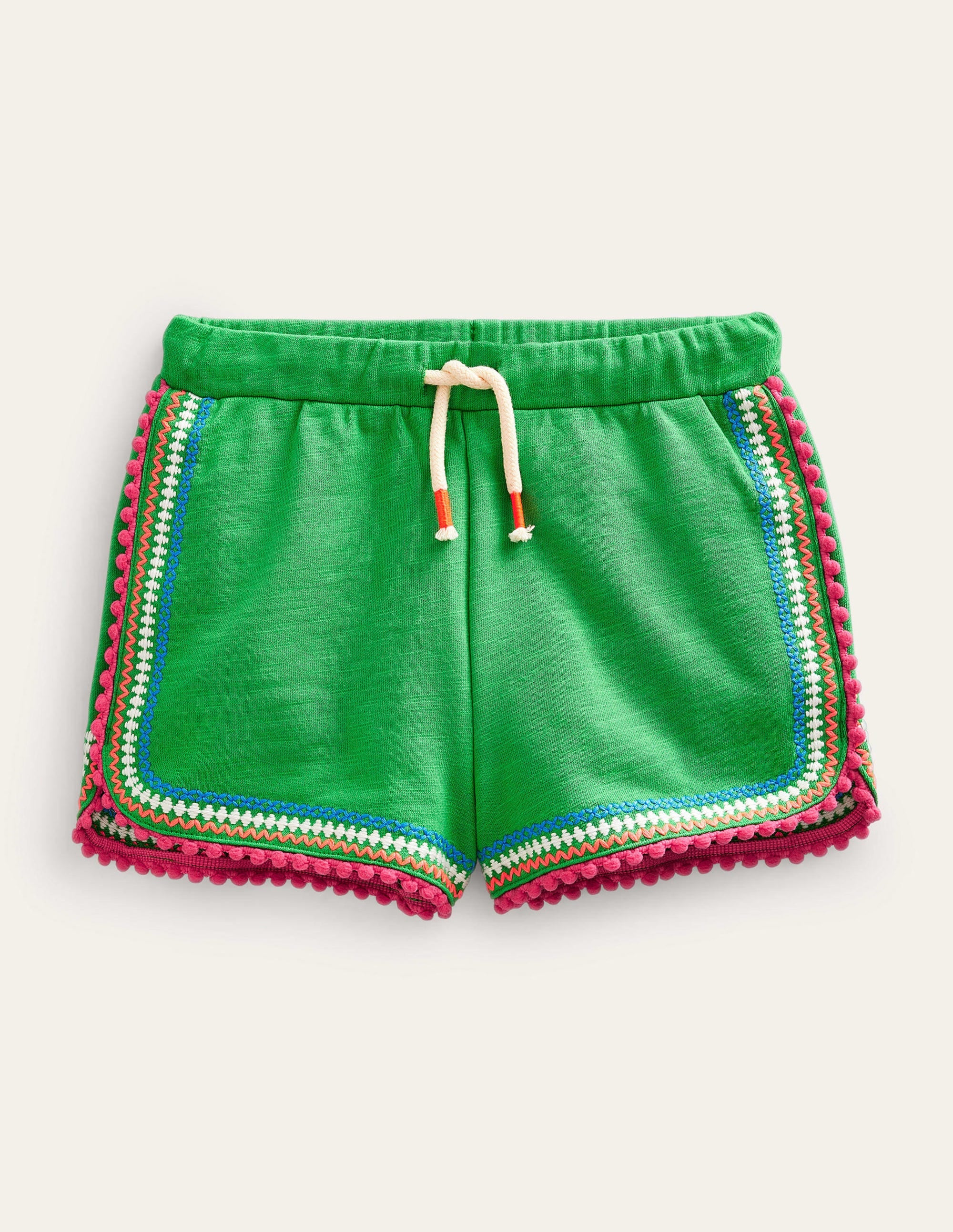 Pom Trim Jersey Shorts-Bright Green