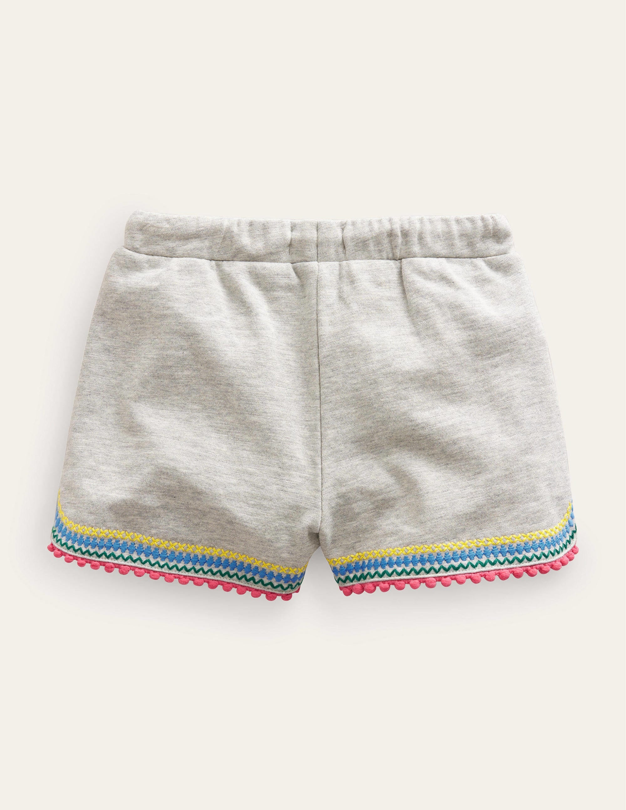 Pom Trim Jersey Shorts-Grey Marl - Image 2