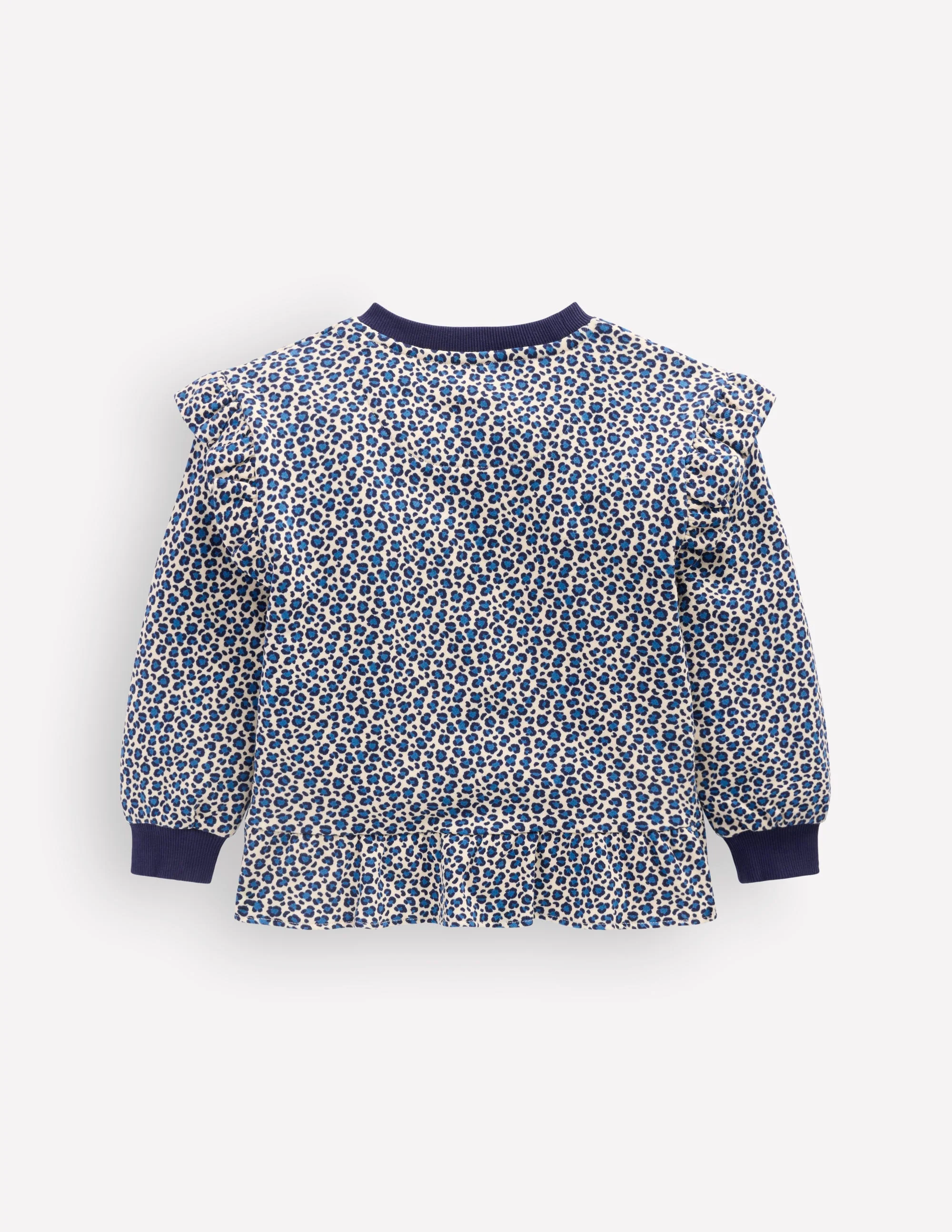 Pretty Frill Sweatshirt-Calico White/ Blue Leopard - Image 2