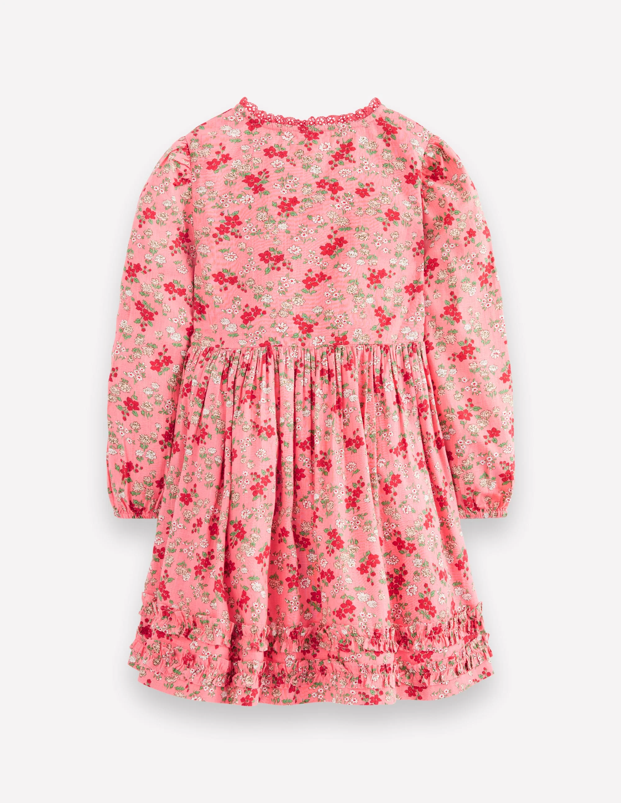 Pretty Interest Shirt Dress-Salmon Pink Meadow Floral - Image 3