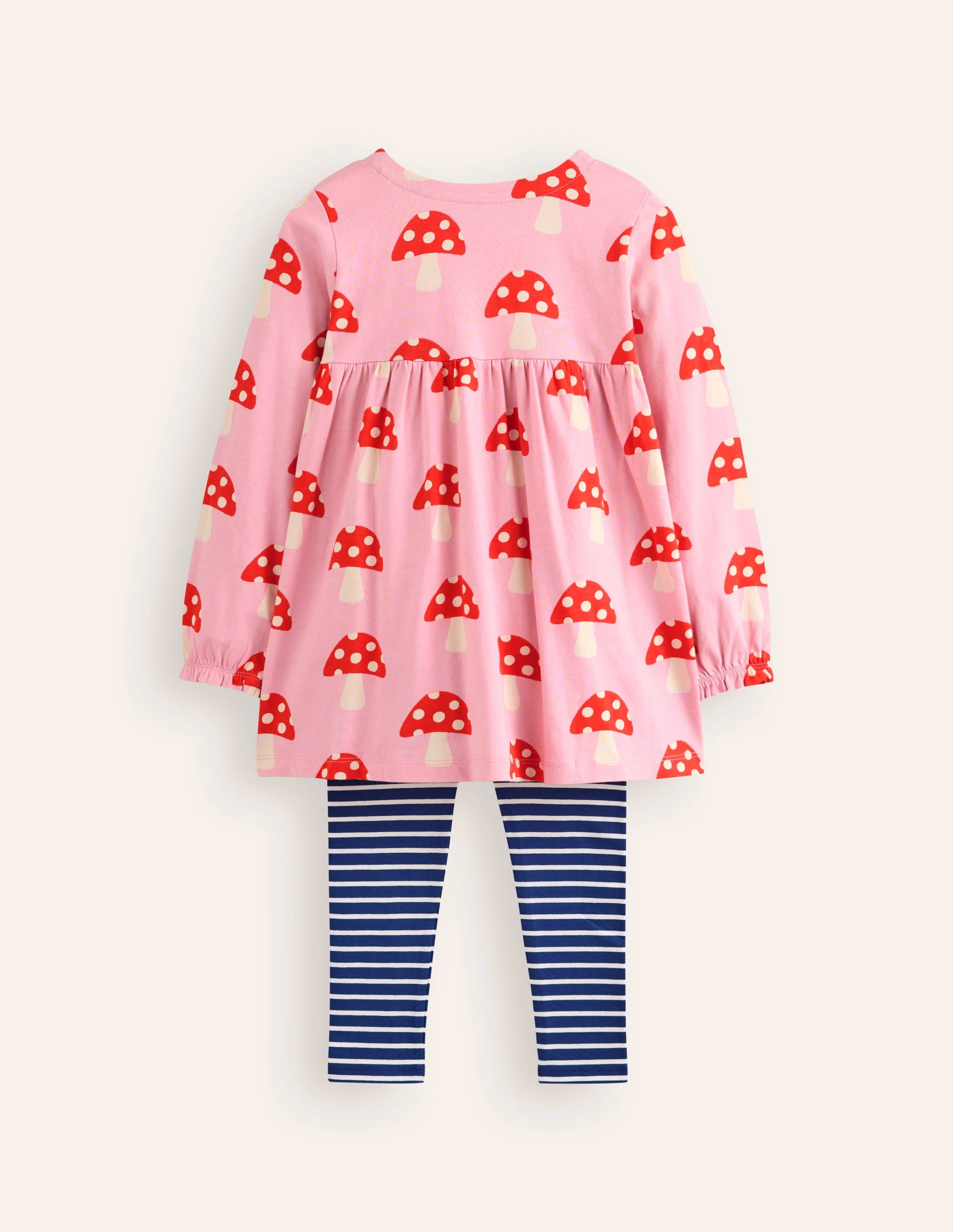 Print Tunic and Leggings Set-Vintage Pink Large Toadstools - Image 2