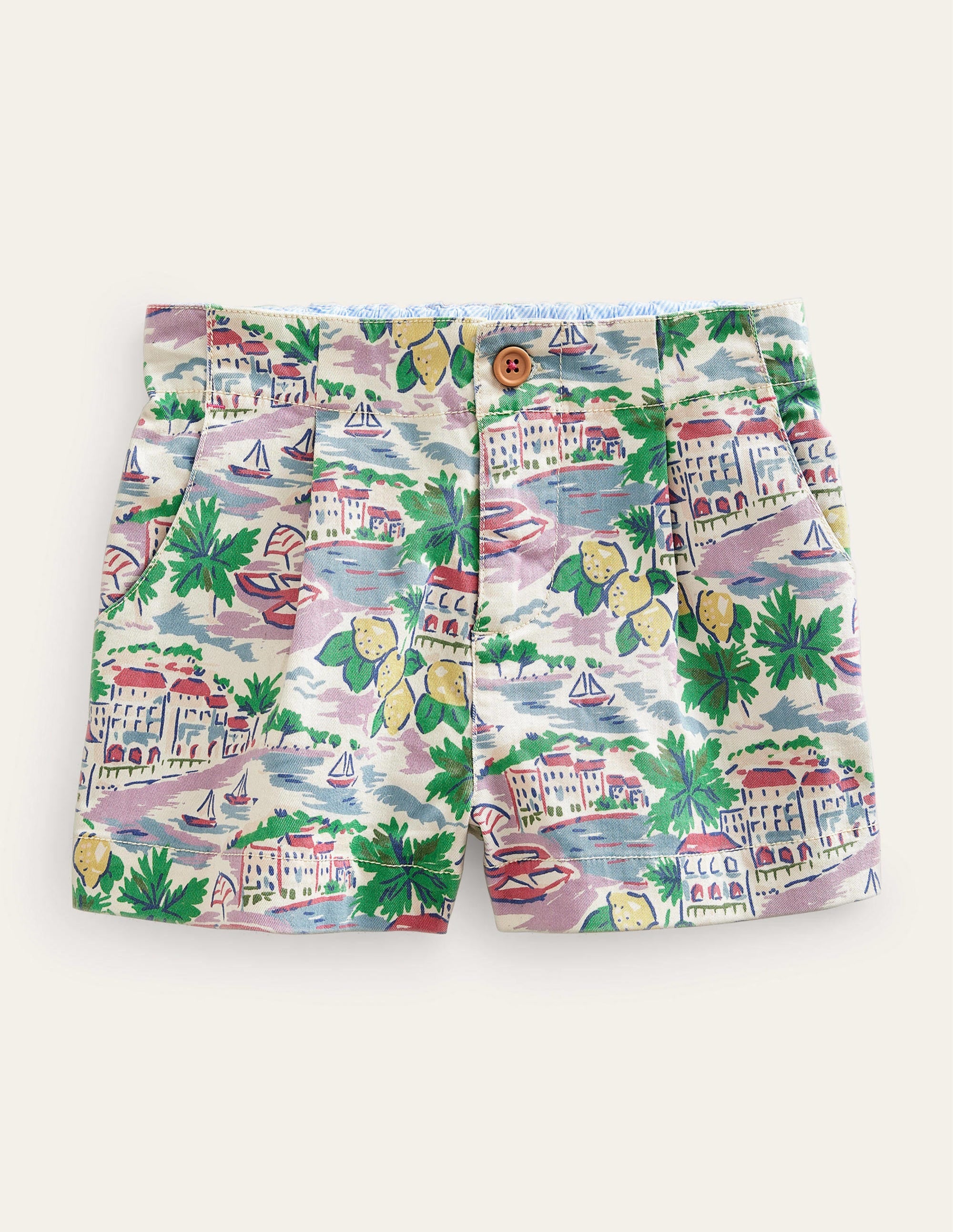 Printed Chino Shorts-Multi Scene Print