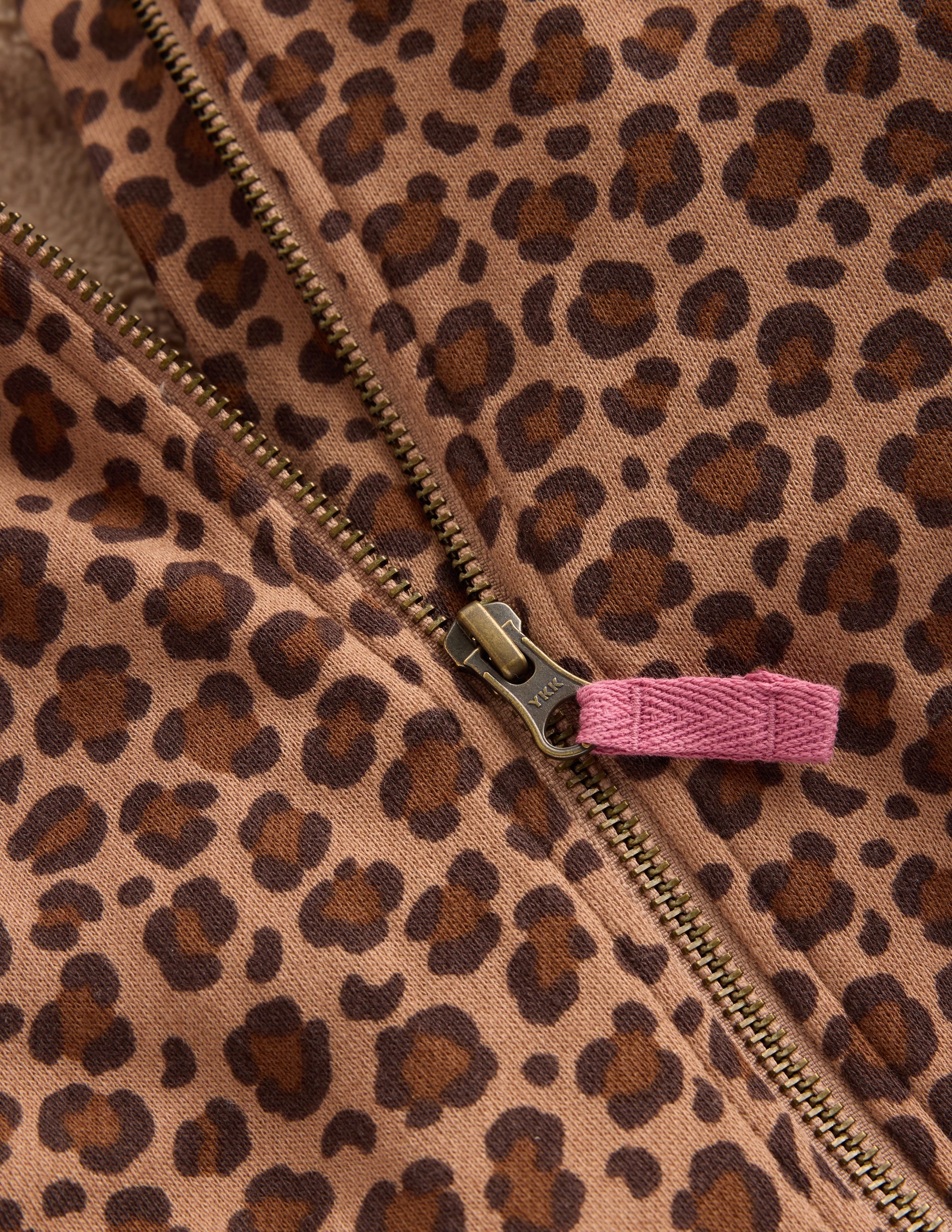 Printed Collared Zip-through-Milk Chocolate Brown Leopard - Image 3