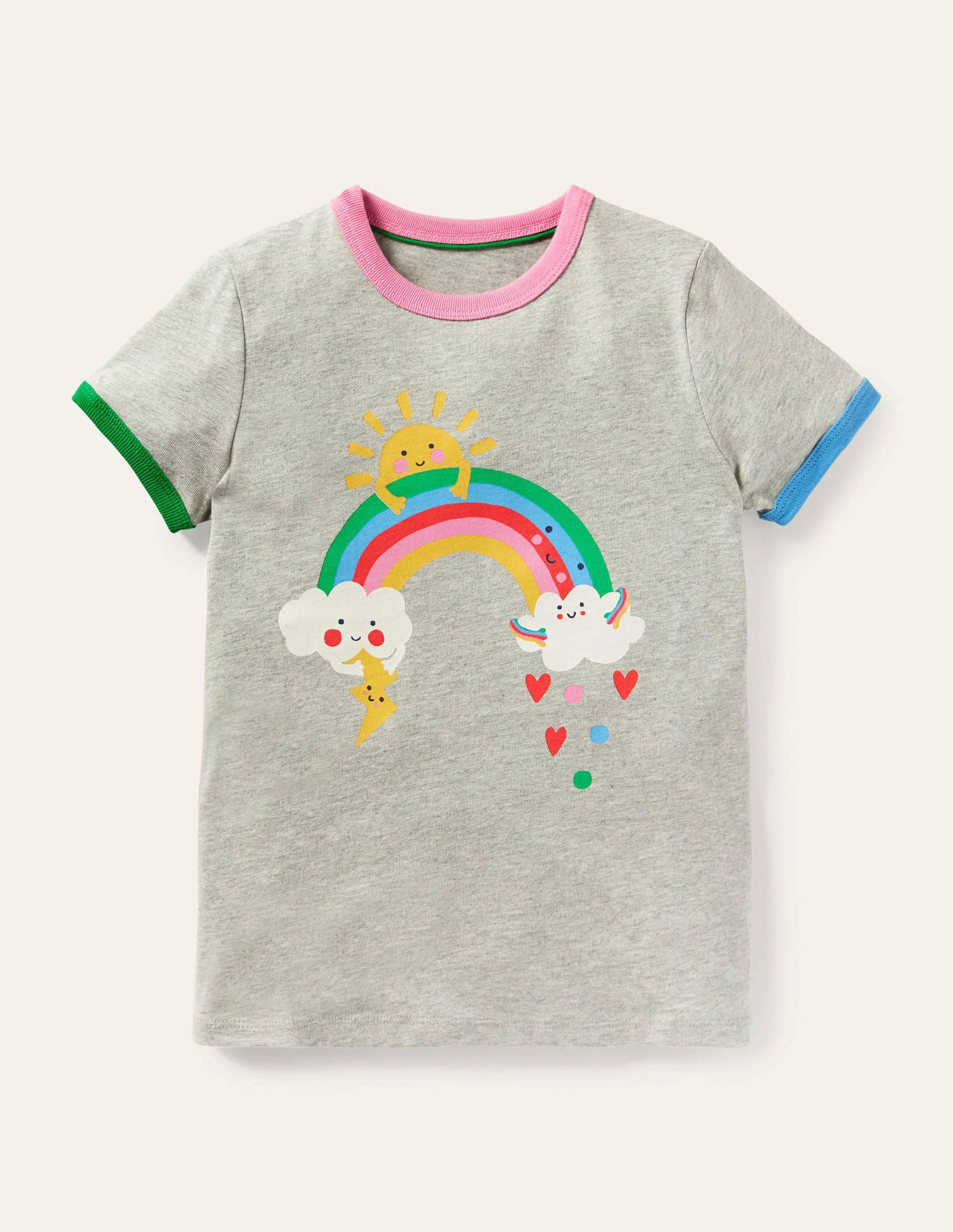 Printed Graphic T-shirt-Grey Marl Weather