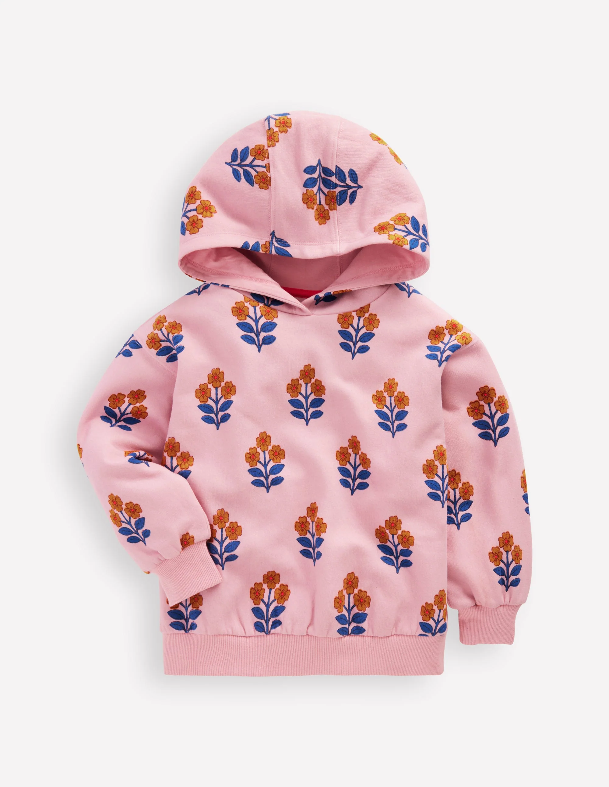 Printed Hoody-Formica Pink Woodblock Flower - Image 4