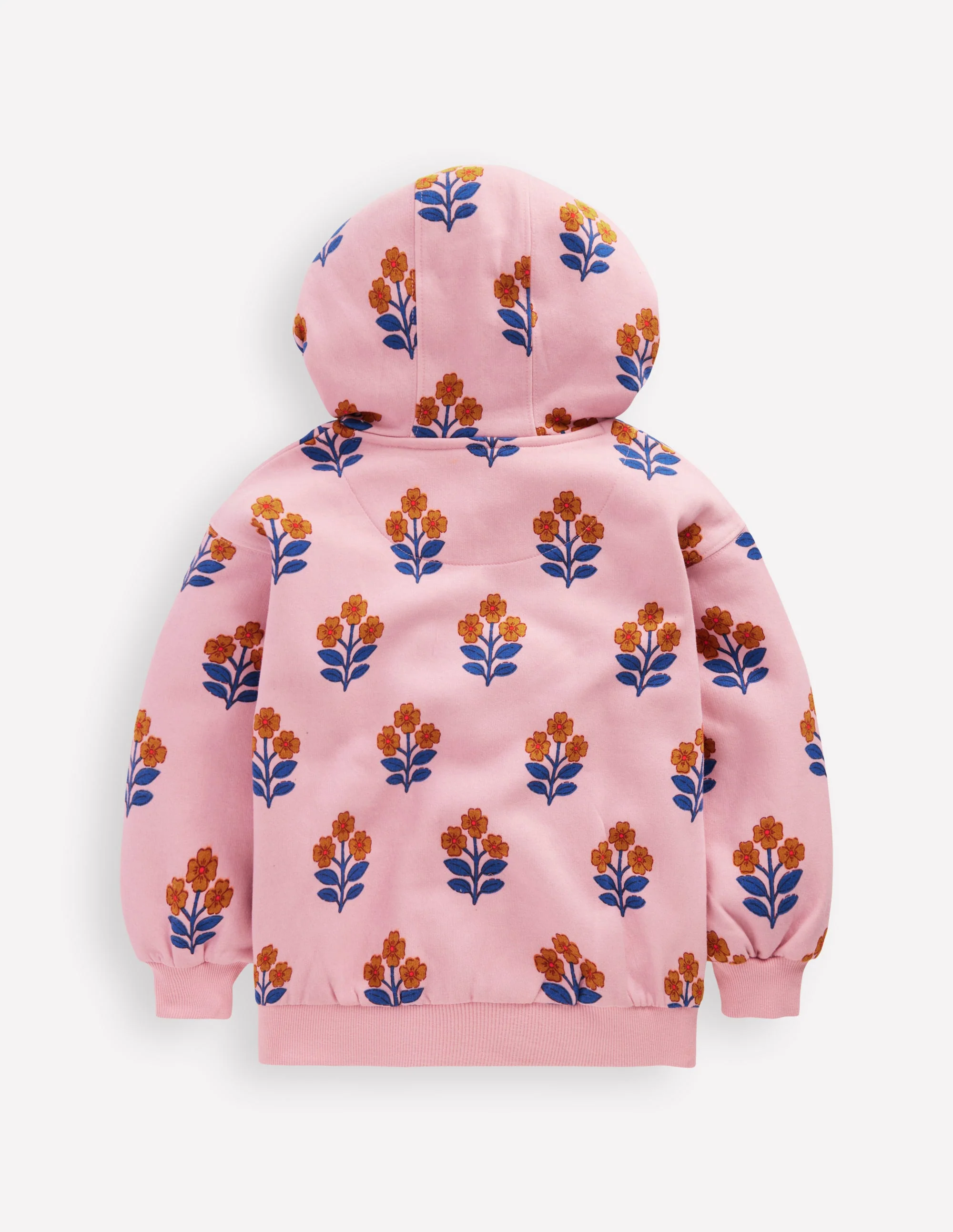 Printed Hoody-Formica Pink Woodblock Flower - Image 5
