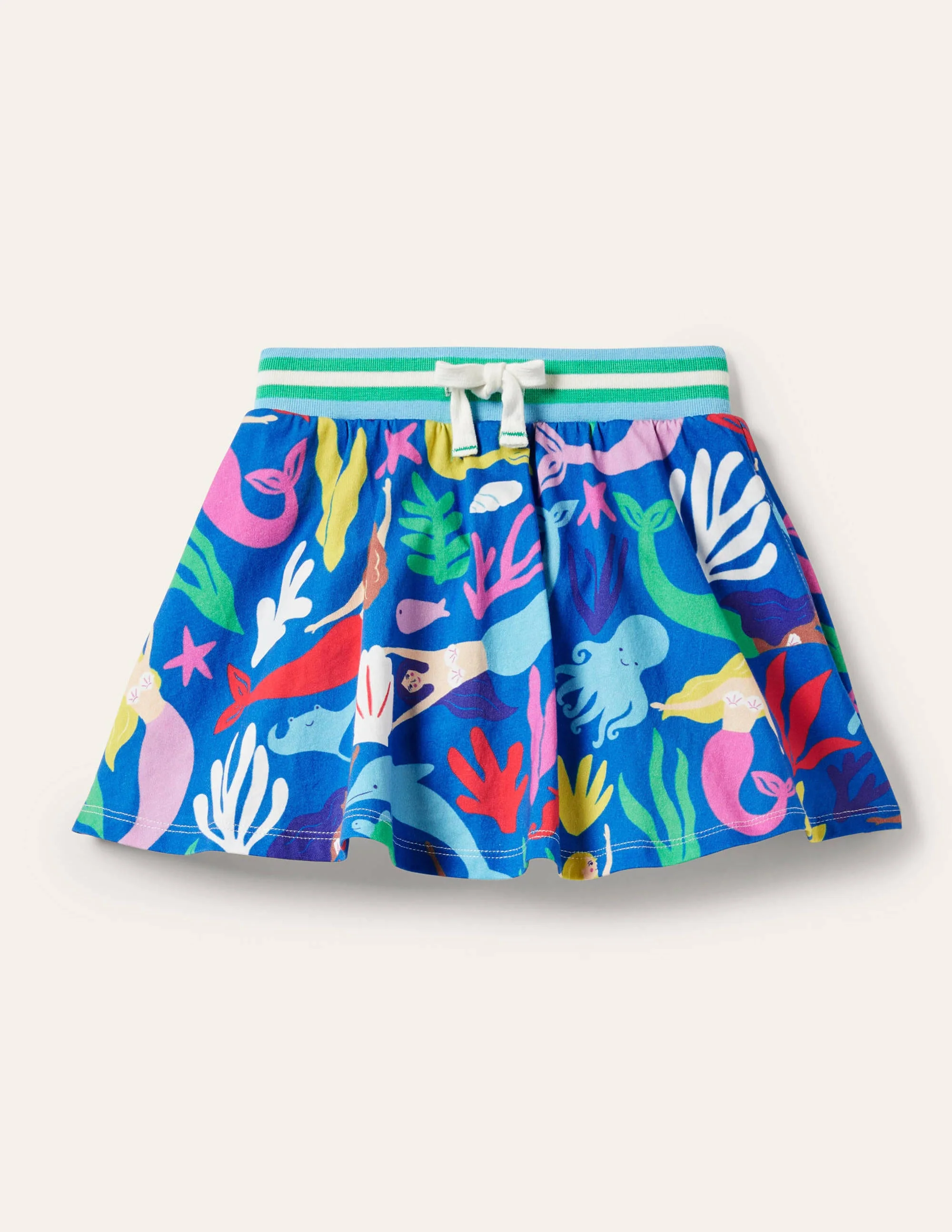Printed Jersey Skort-Bright Marina Blue Mermaid