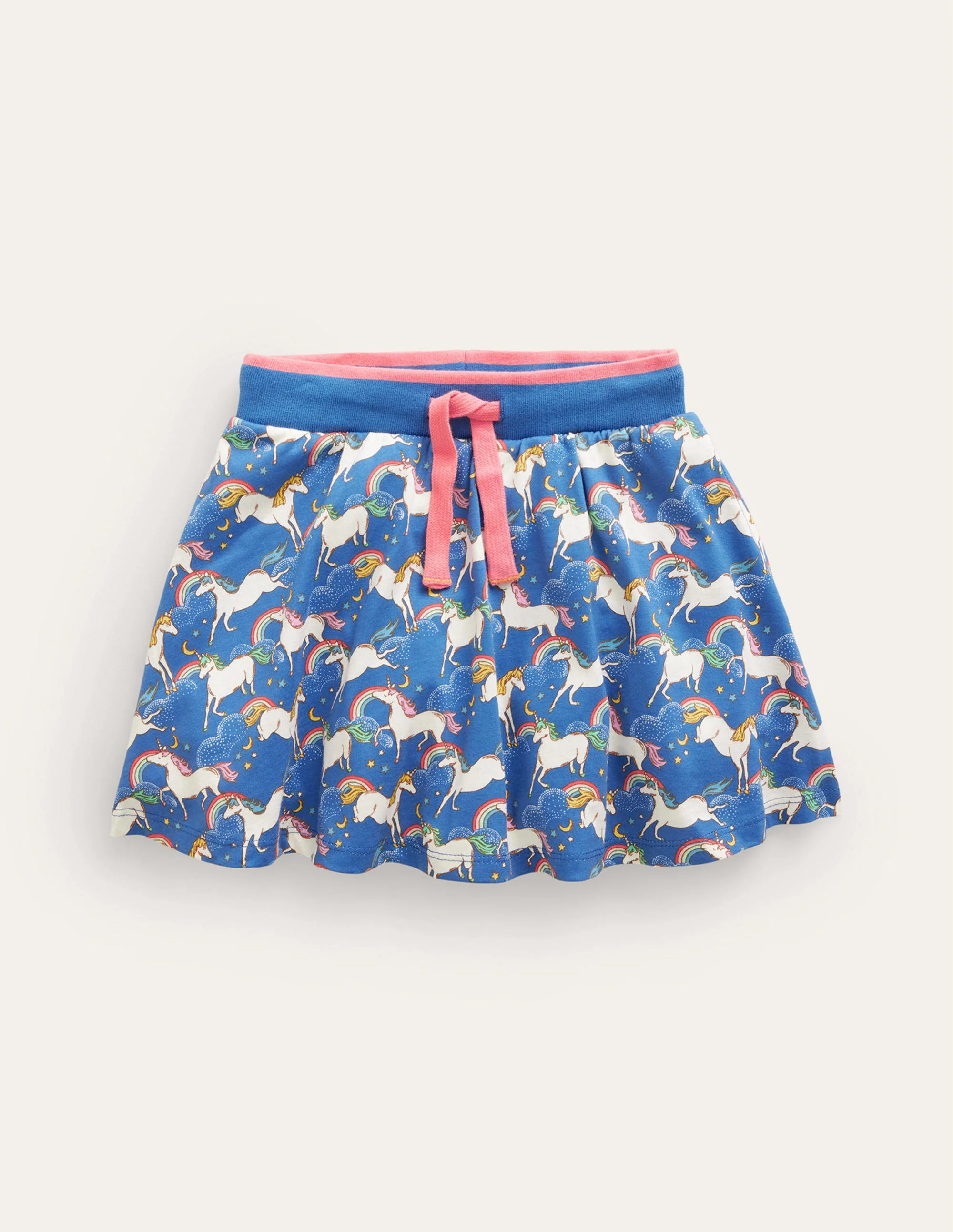 Printed Jersey Skort-Delft Blue Unicorn